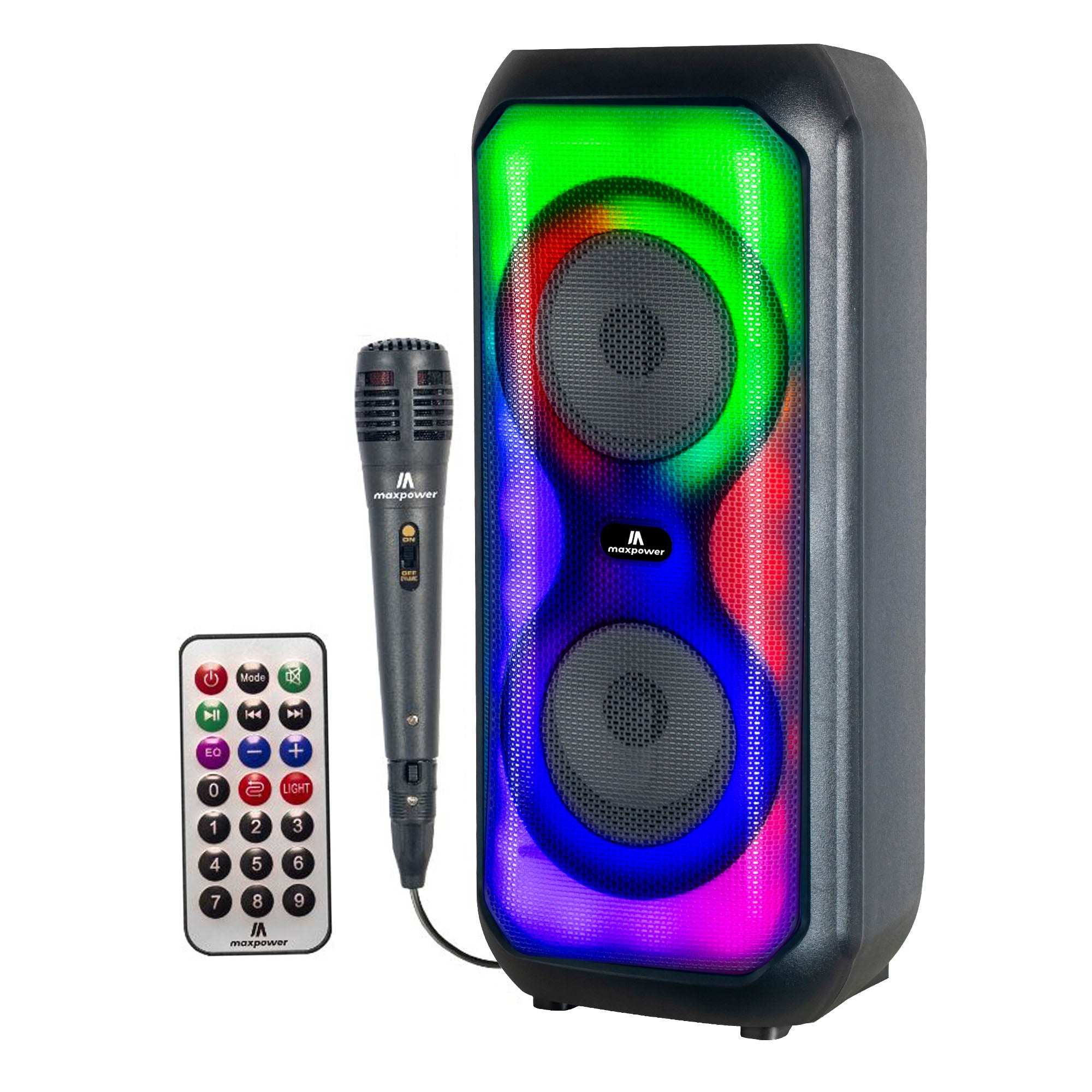Max Power MPD426 Aura 4" Bluetooth Karaoke Speaker with LEDs & Microphone, Black - VMInnovations