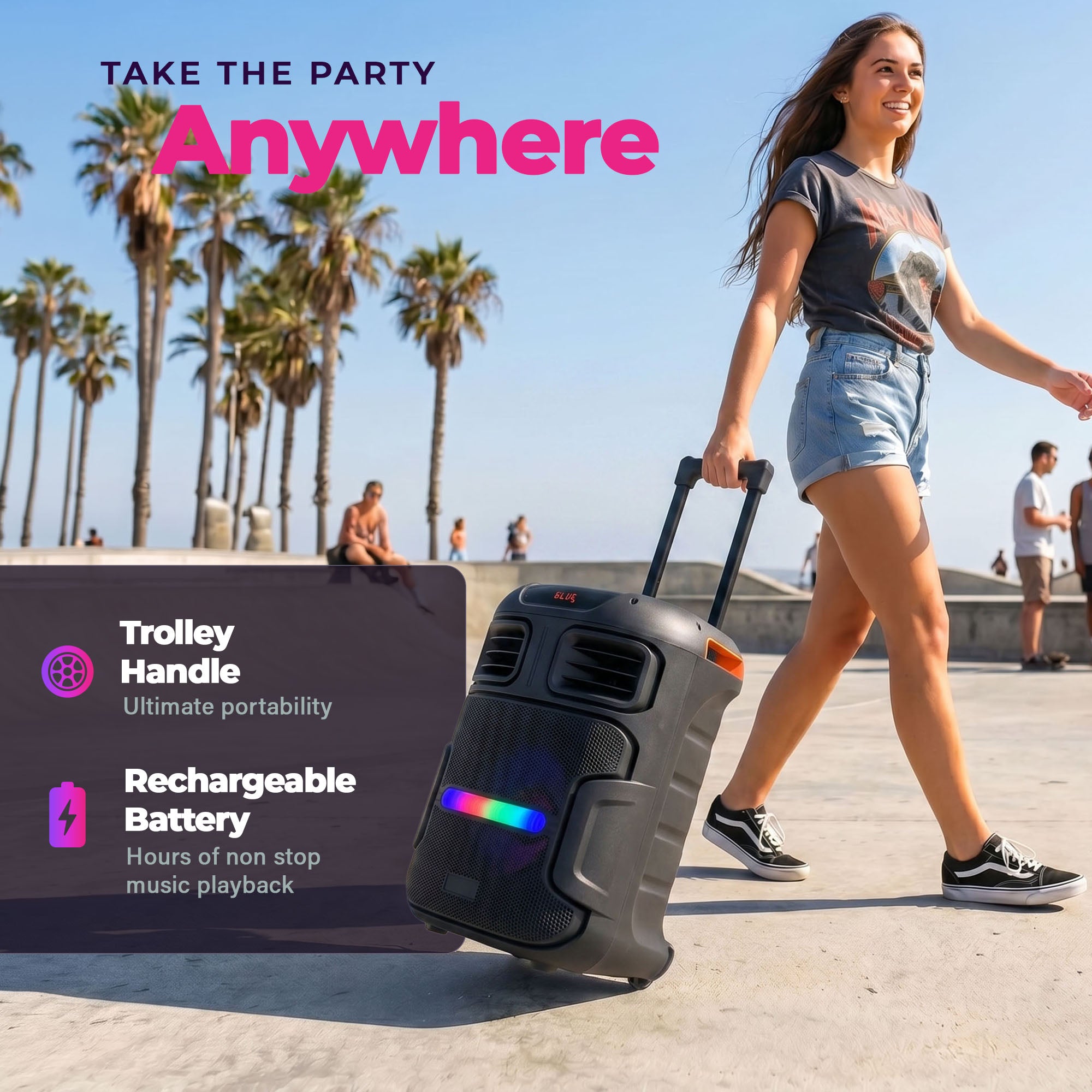 Max Power MPD592 Omnia 12" Portable Karaoke DJ Speaker with Microphone & Wheels - VMInnovations