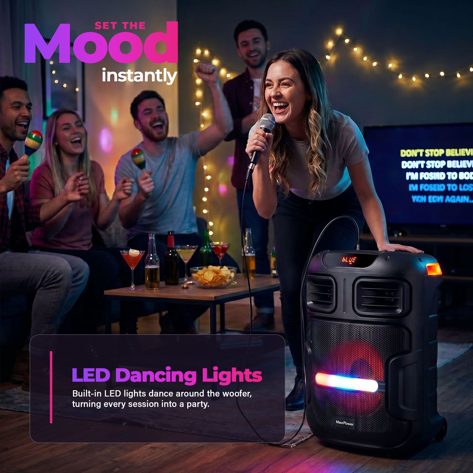 Max Power MPD592 Omnia 12" Portable Karaoke DJ Speaker with Microphone & Wheels - VMInnovations