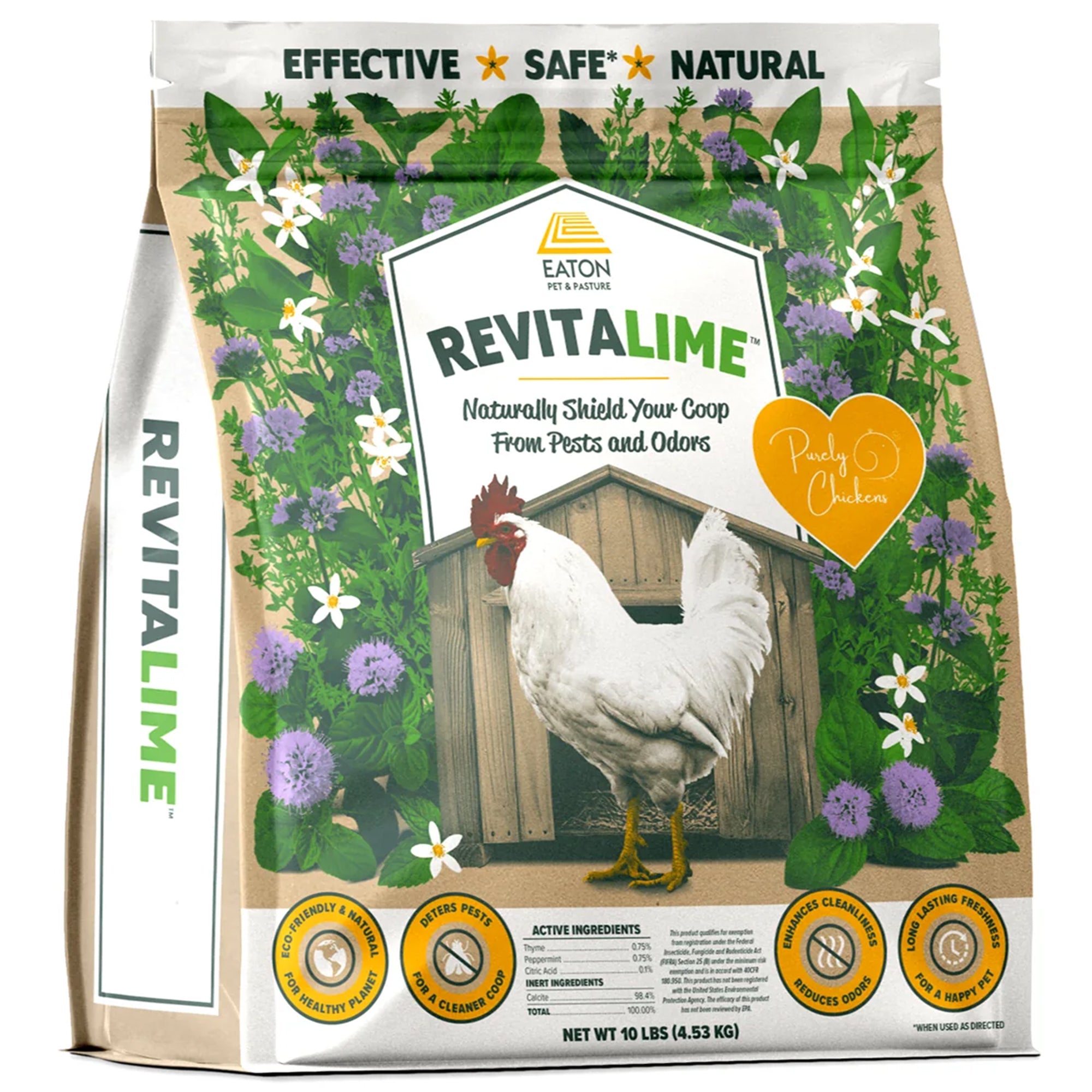 Eaton Pet and Pasture Revitalime Natural Coop Freshener for Chickens, 20 Lbs - VMInnovations