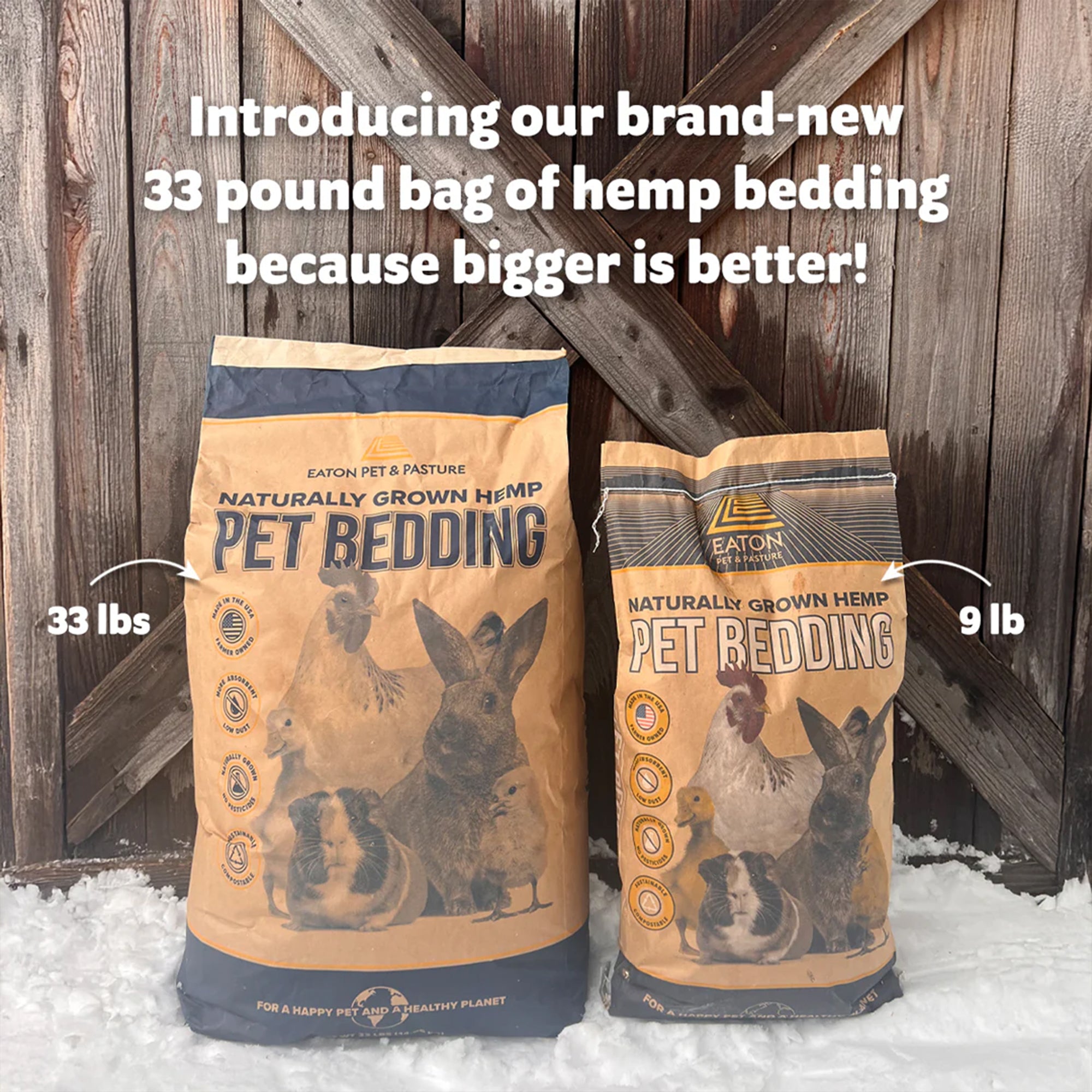 Eaton Pet and Pasture Hemp Bedding for Chickens, Rabbits & Small Animals, 33 Lb - VMInnovations