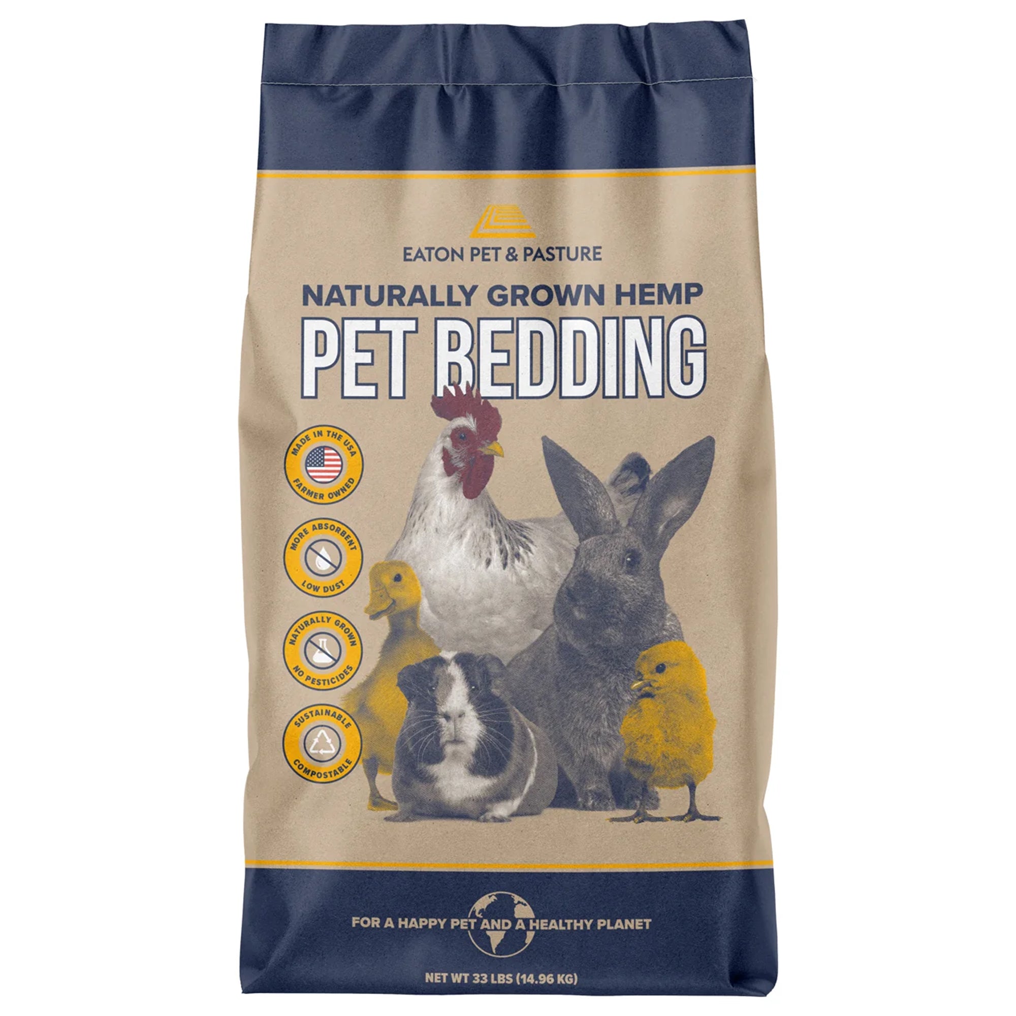 Eaton Pet and Pasture Hemp Bedding for Chickens, Rabbits & Small Animals, 33 Lb - VMInnovations