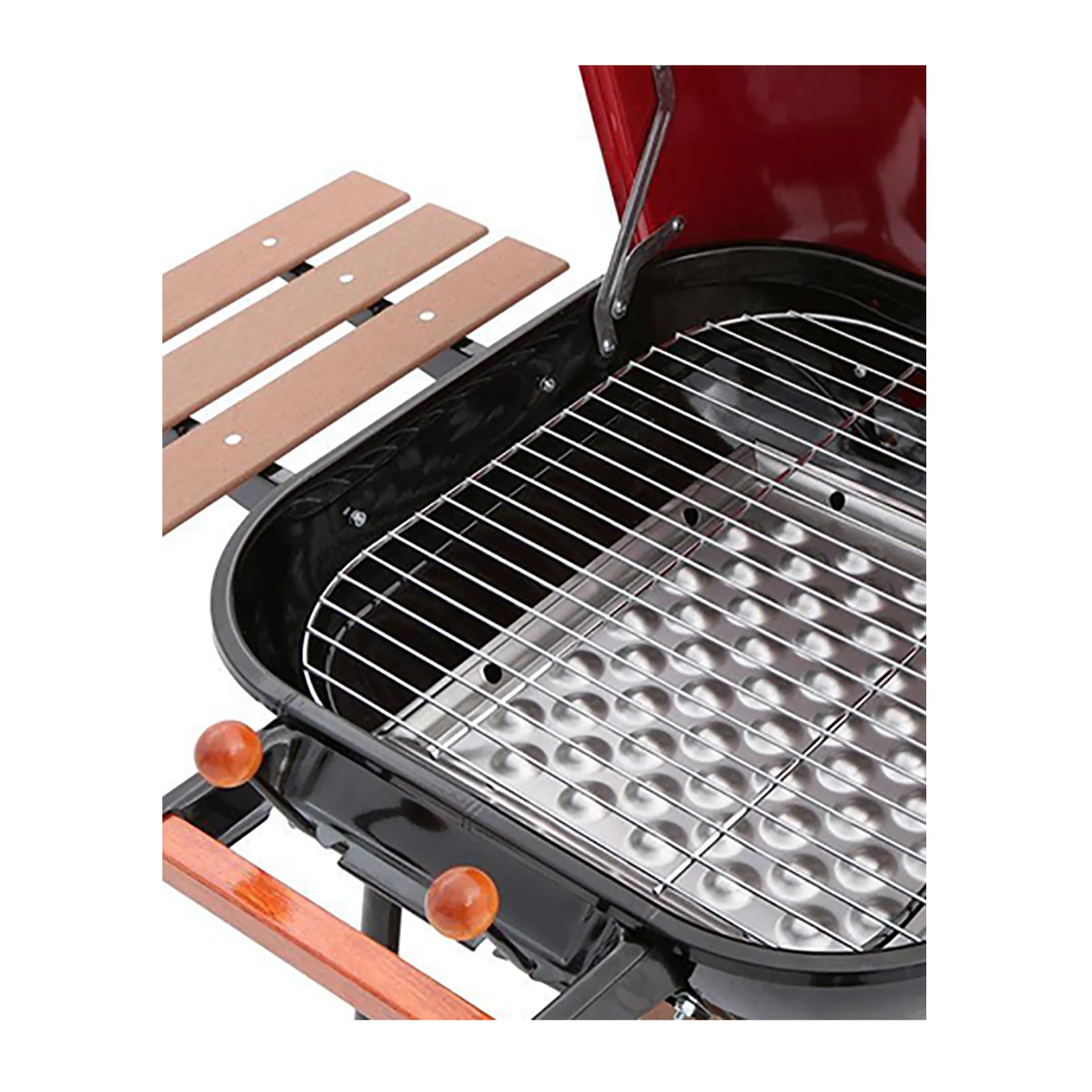 Americana The Swinger Portable Charcoal BBQ Grill with One Side Table, Red