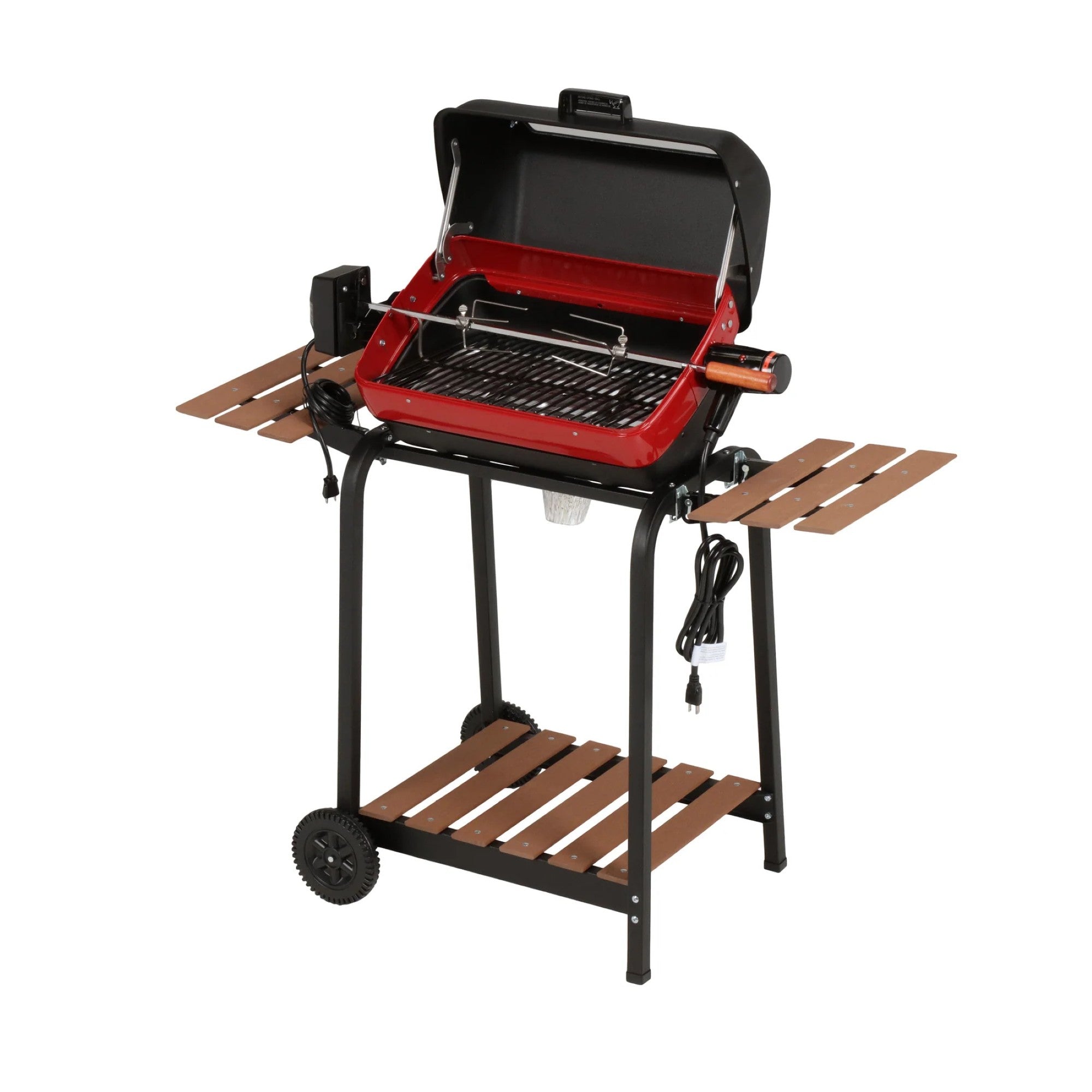 Americana 3-Zone Electric Tabletop BBQ Grill with Cart, Side Tables & Shelf