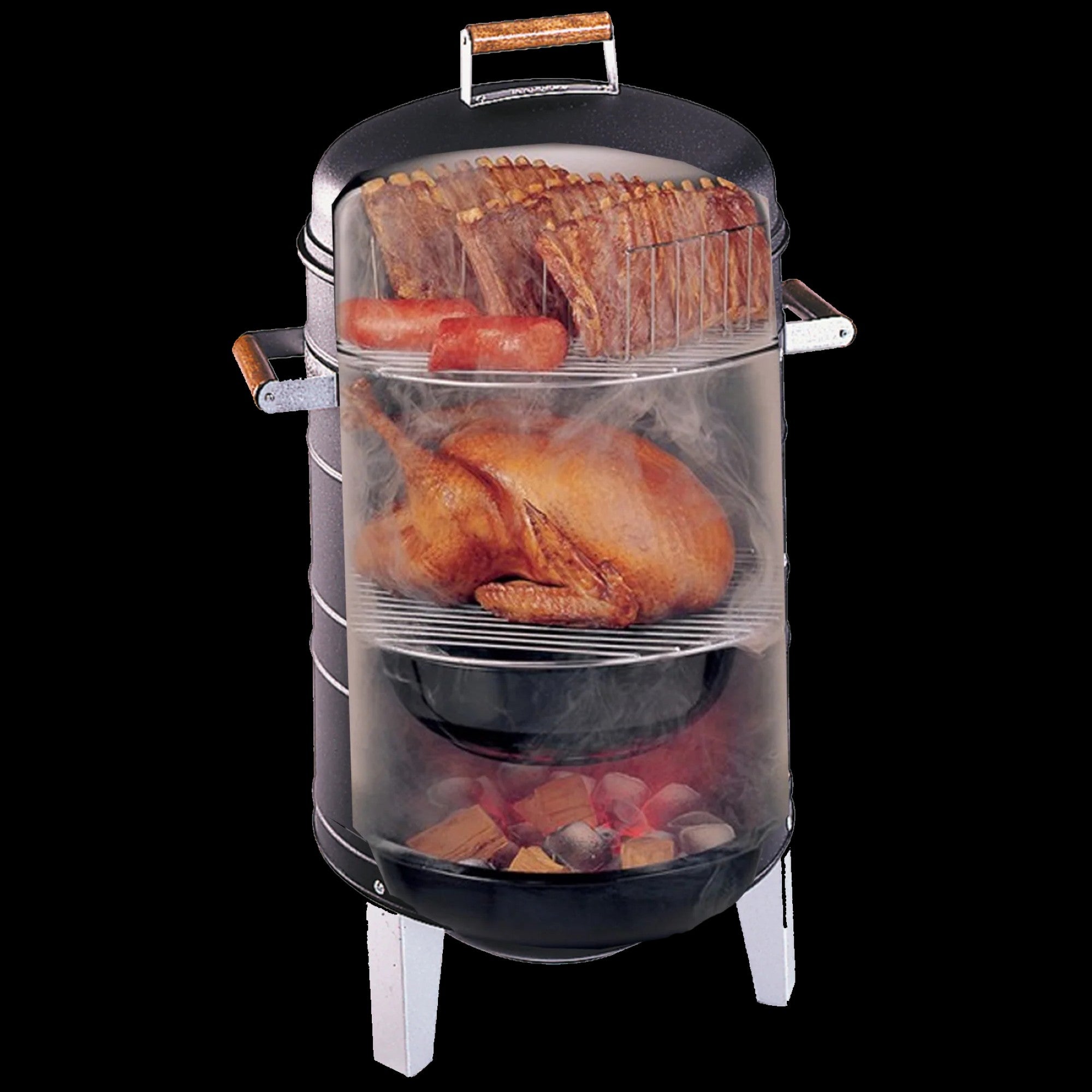 Americana Charcoal Water Smoker, Vertical Outdoor BBQ, 351 sq in, Black