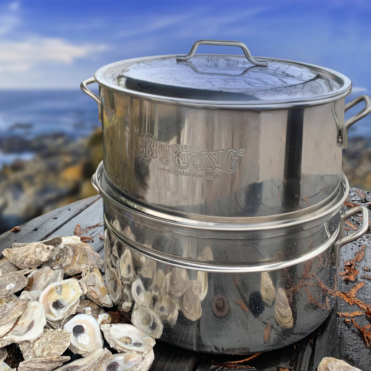 Bayou Classic Stainless Oyster Steamer, Large Seafood Steaming Pot (Open Box)