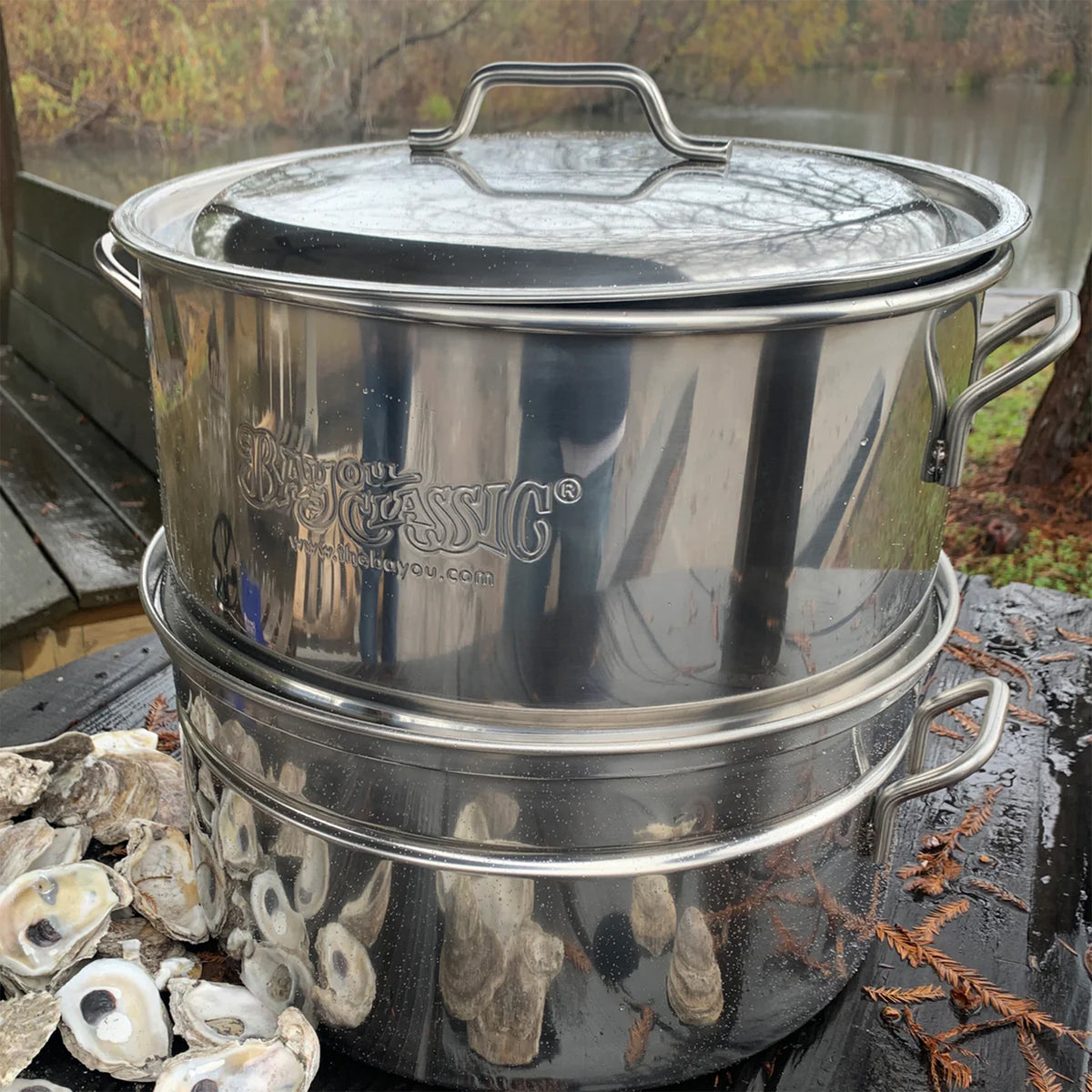 Bayou Classic Stainless Oyster Steamer, Large Seafood Steaming Pot (Open Box)