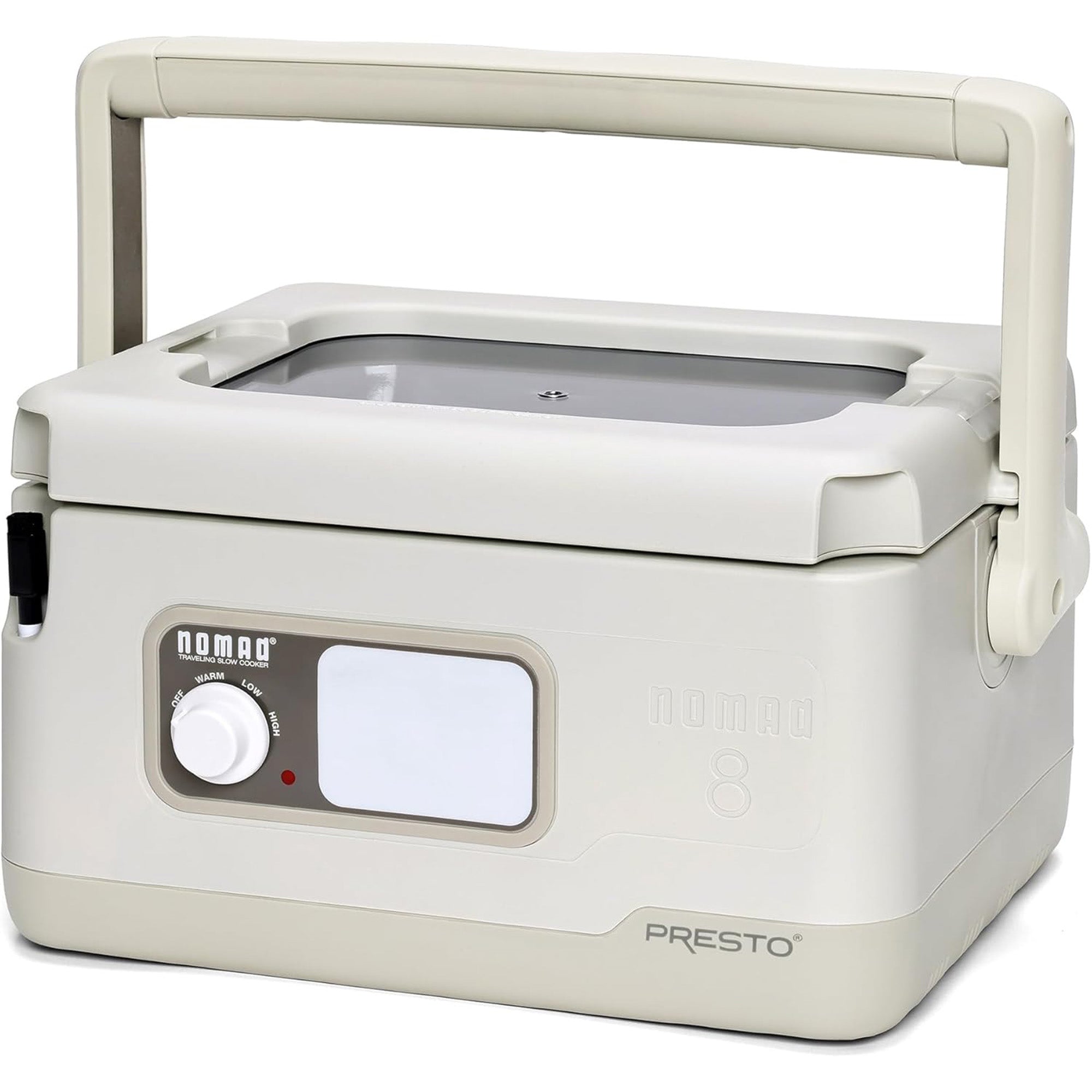 Presto 06030 8 Quart Nomad Portable Electric Slow Cooker with Locking Lid, White