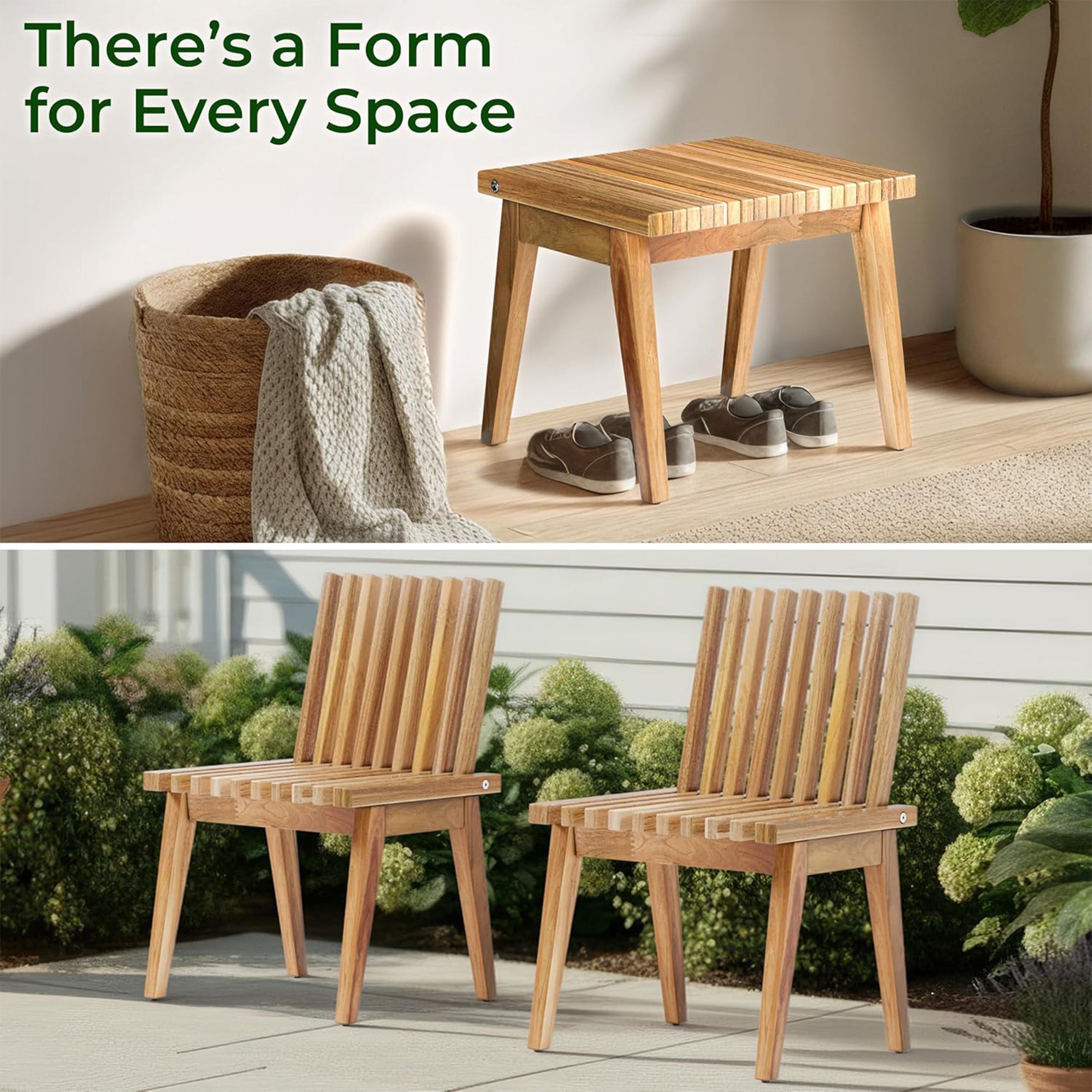 Melino 20 Inch 3-in-1 Convertible Acacia Wood Bench for Indoors and Outdoors