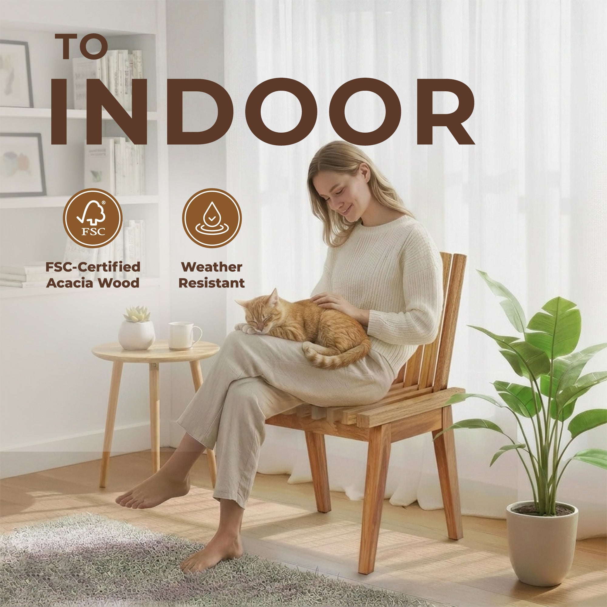 Melino 20 Inch 3-in-1 Convertible Acacia Wood Bench for Indoors and Outdoors - VMInnovations