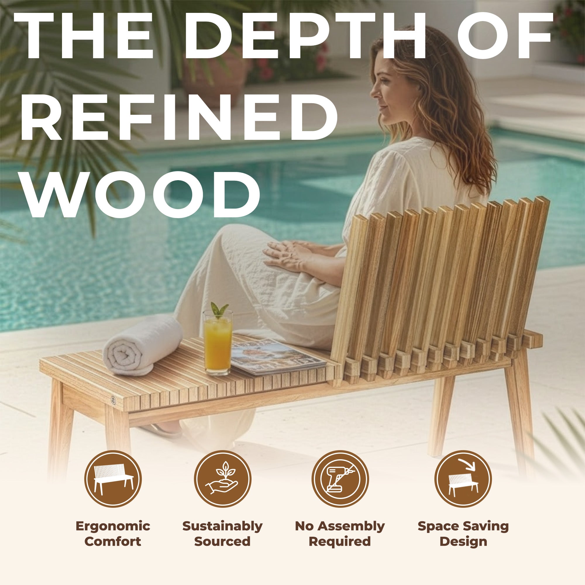 Melino 47 Inch 3-in-1 Convertible Acacia Wood Bench for Indoors and Outdoors