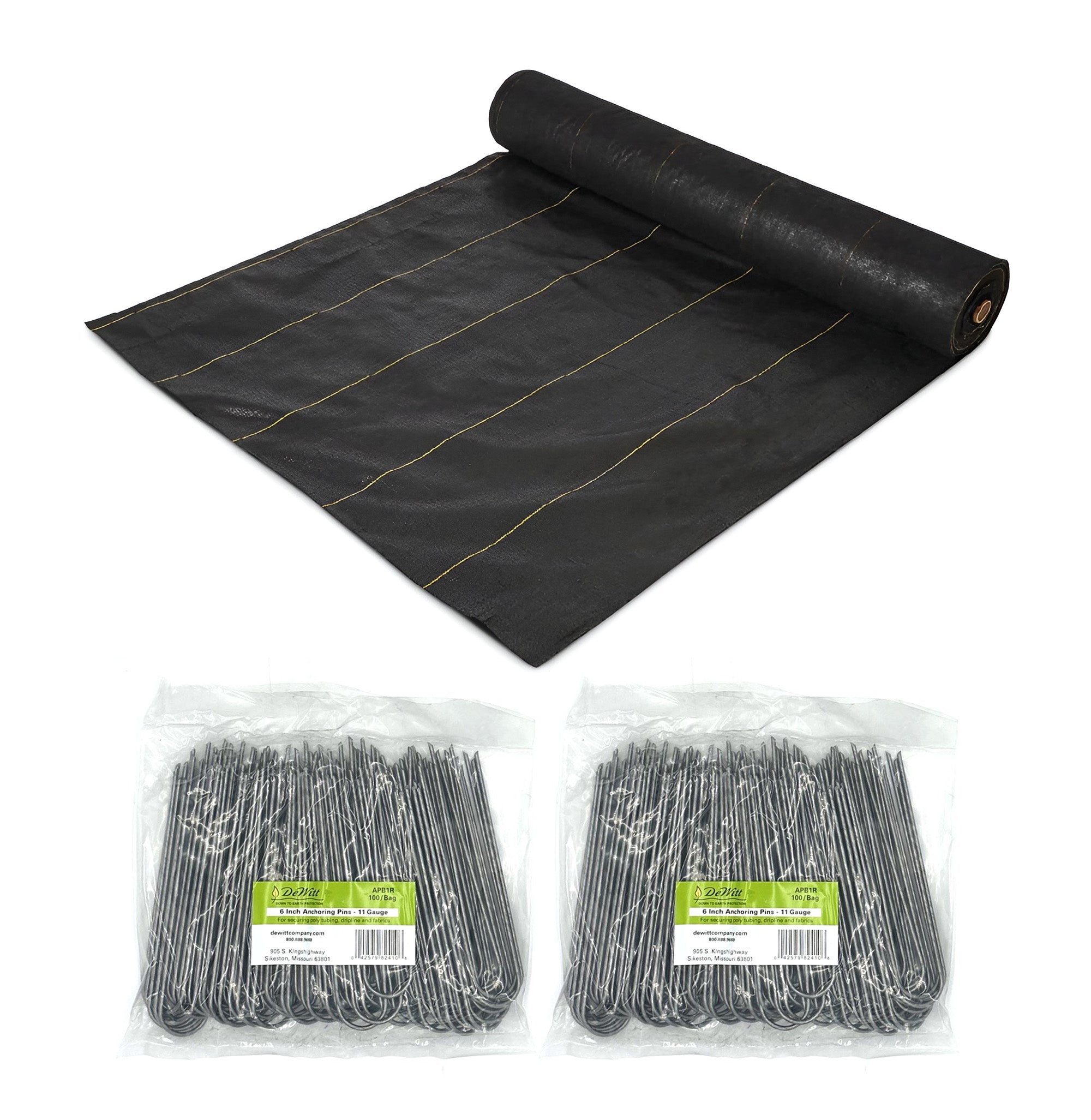 DeWitt Sunbelt Weed Barrier Ground Cover and 2 Pack Anchor Pins for Landscaping