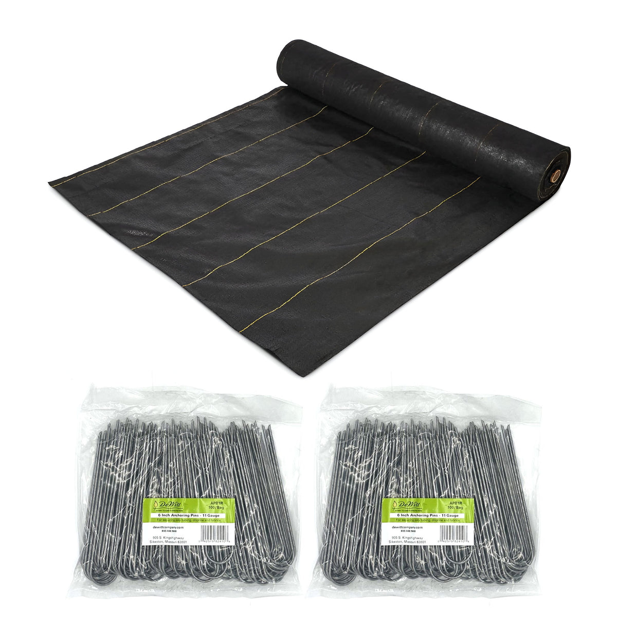 DeWitt Sunbelt Weed Barrier Ground Cover and 2 Pack Anchor Pins for Landscaping