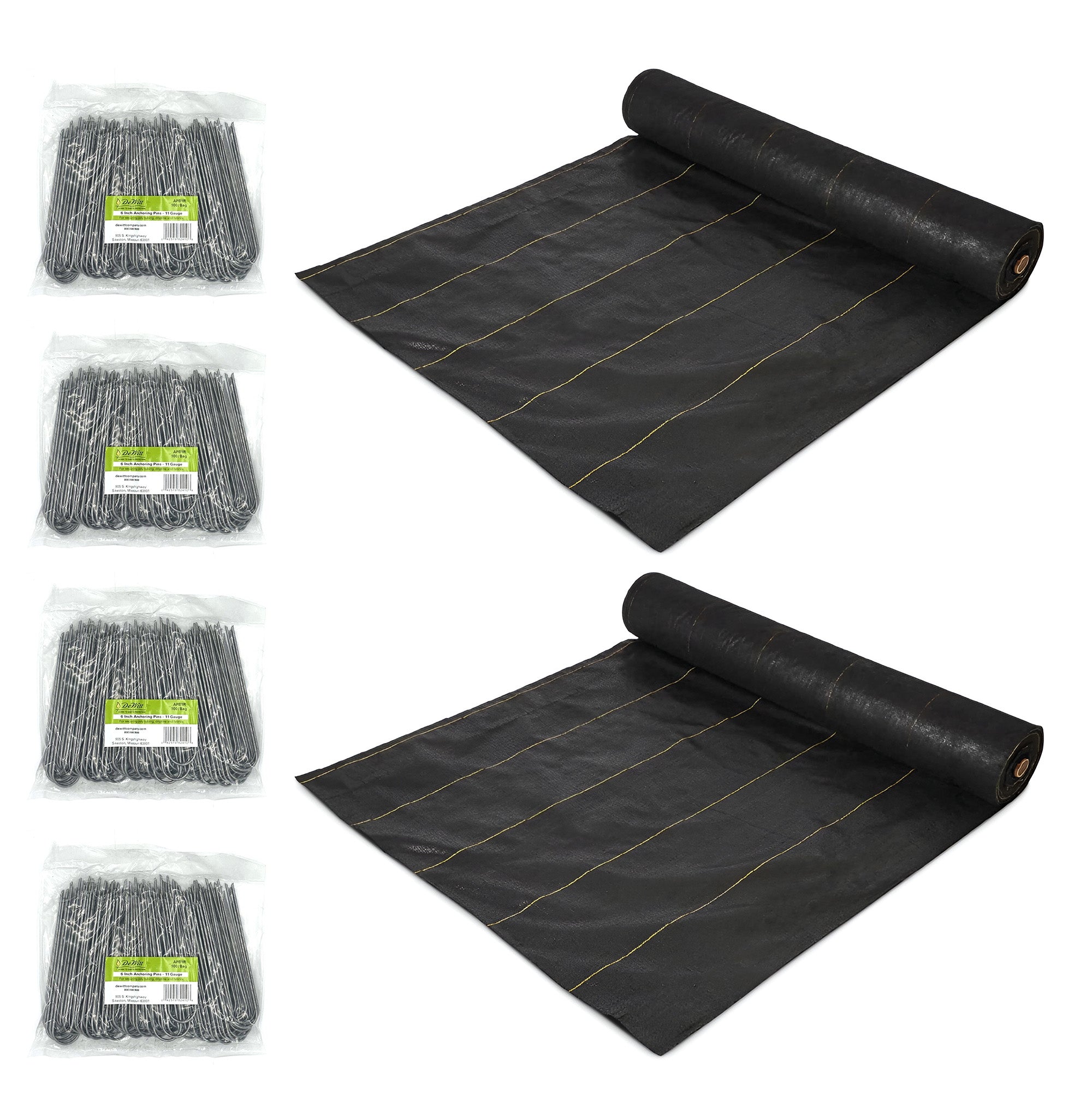 DeWitt 2 Pack Sunbelt Weed Barrier Cover and 4 Pack Anchor Pins for Landscaping