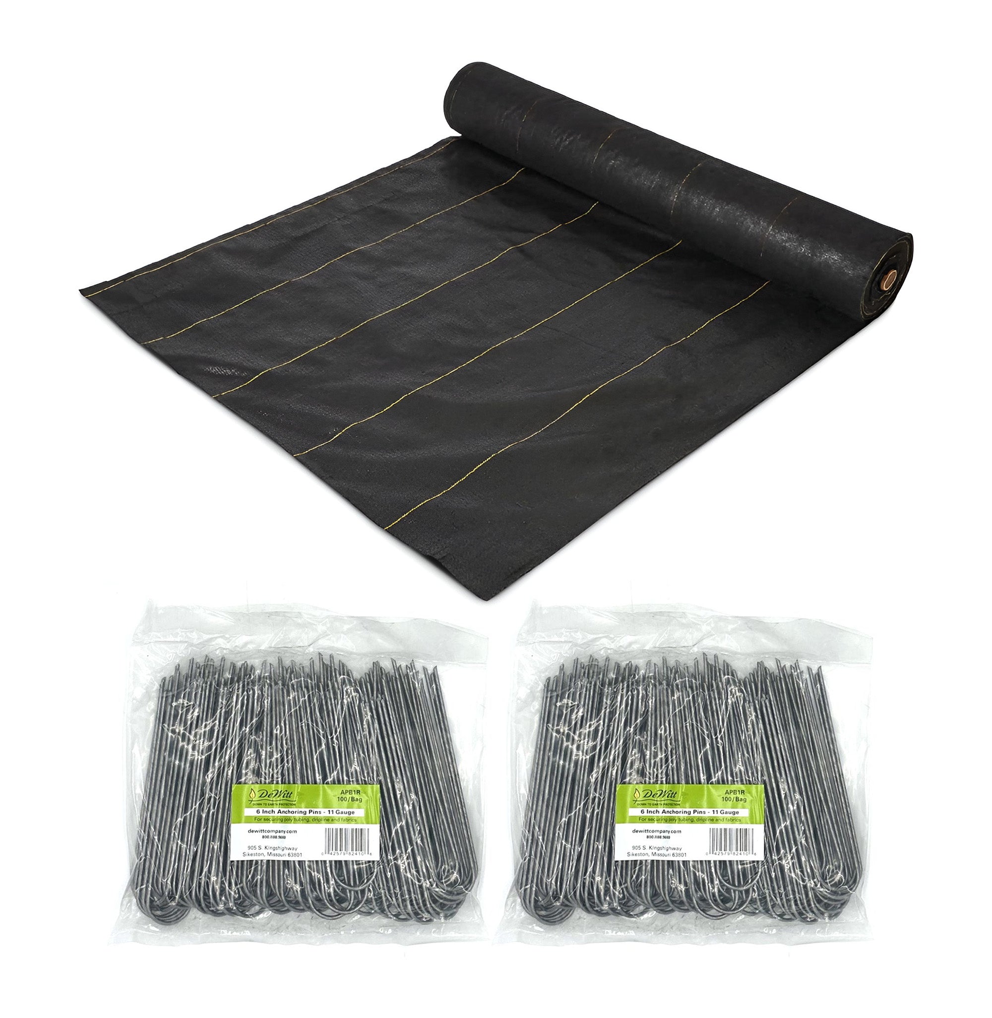 DeWitt Sunbelt Weed Barrier Ground Cover and 2 Pack Anchor Pins for Landscaping