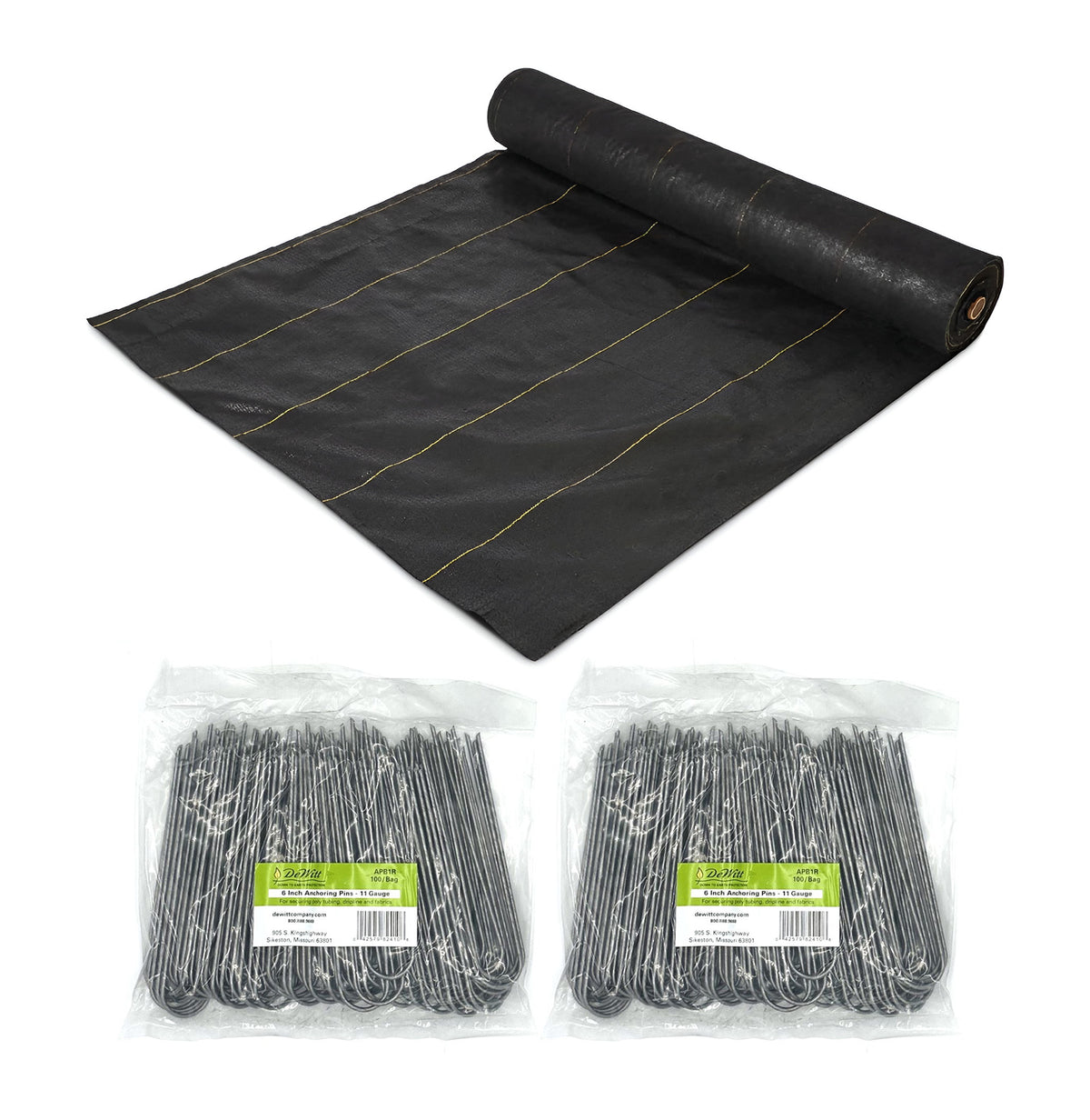 DeWitt Sunbelt Weed Barrier Ground Cover and 2 Pack Anchor Pins for Landscaping