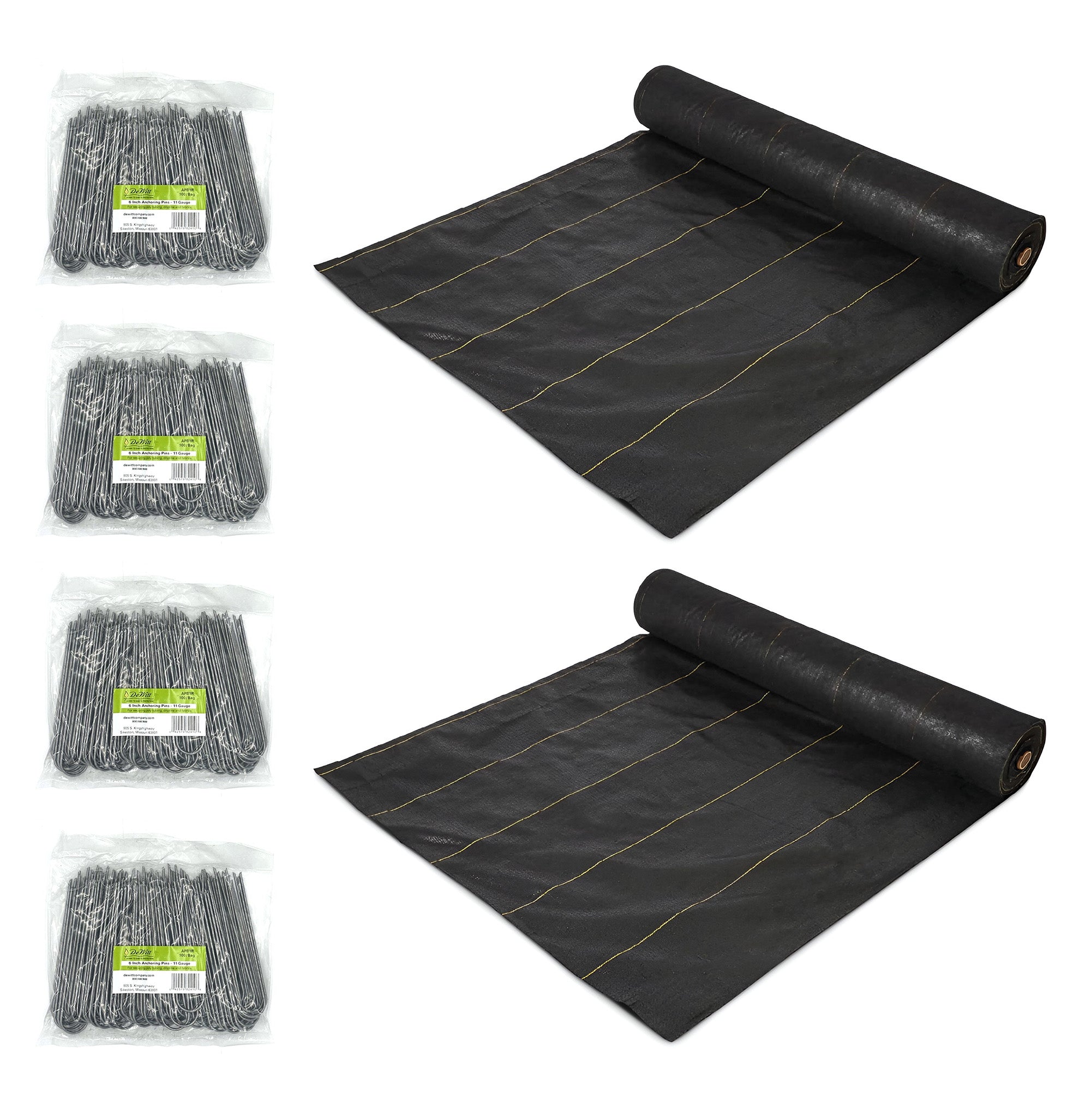DeWitt 2 Pack Sunbelt Weed Barrier Cover and 4 Pack Anchor Pins for Landscaping