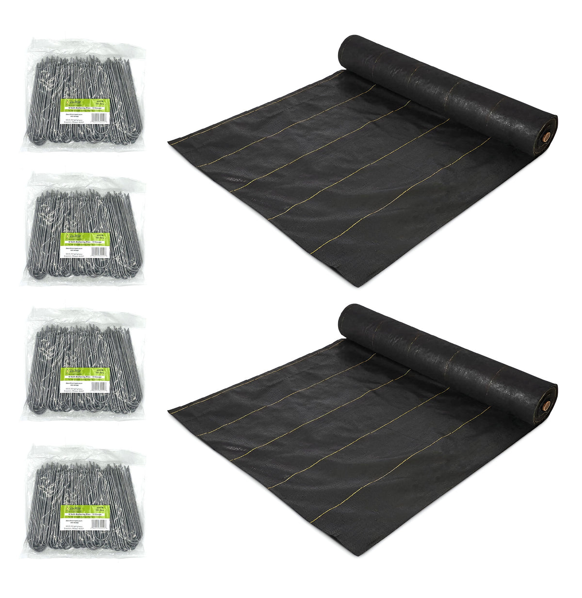 DeWitt 2 Pack Sunbelt Weed Barrier Cover and 4 Pack Anchor Pins for Landscaping
