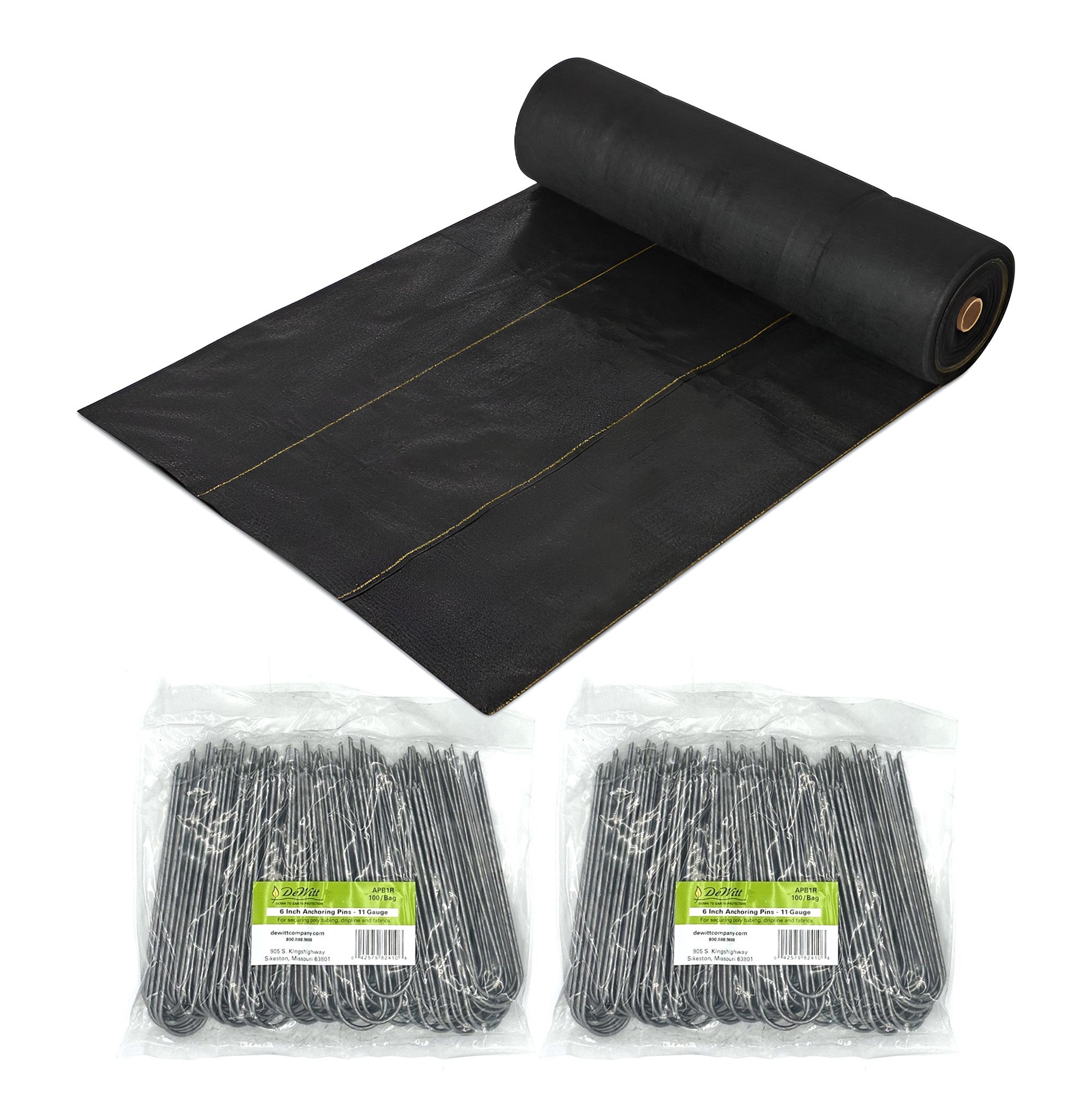 DeWitt P6 Pro 5 Landscape Weed Barrier & 2 Pack U-Shaped Rounded Top Anchor Pins