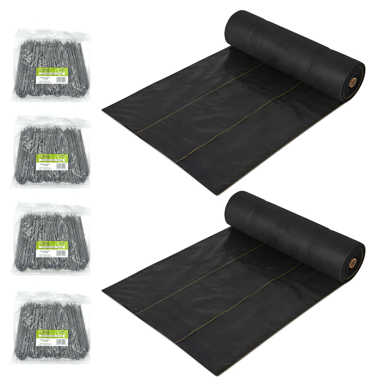 DeWitt 2 Pack P6 Pro 5 Weed Barrier & 4 Pack U-Shaped Rounded Top Anchor Pins