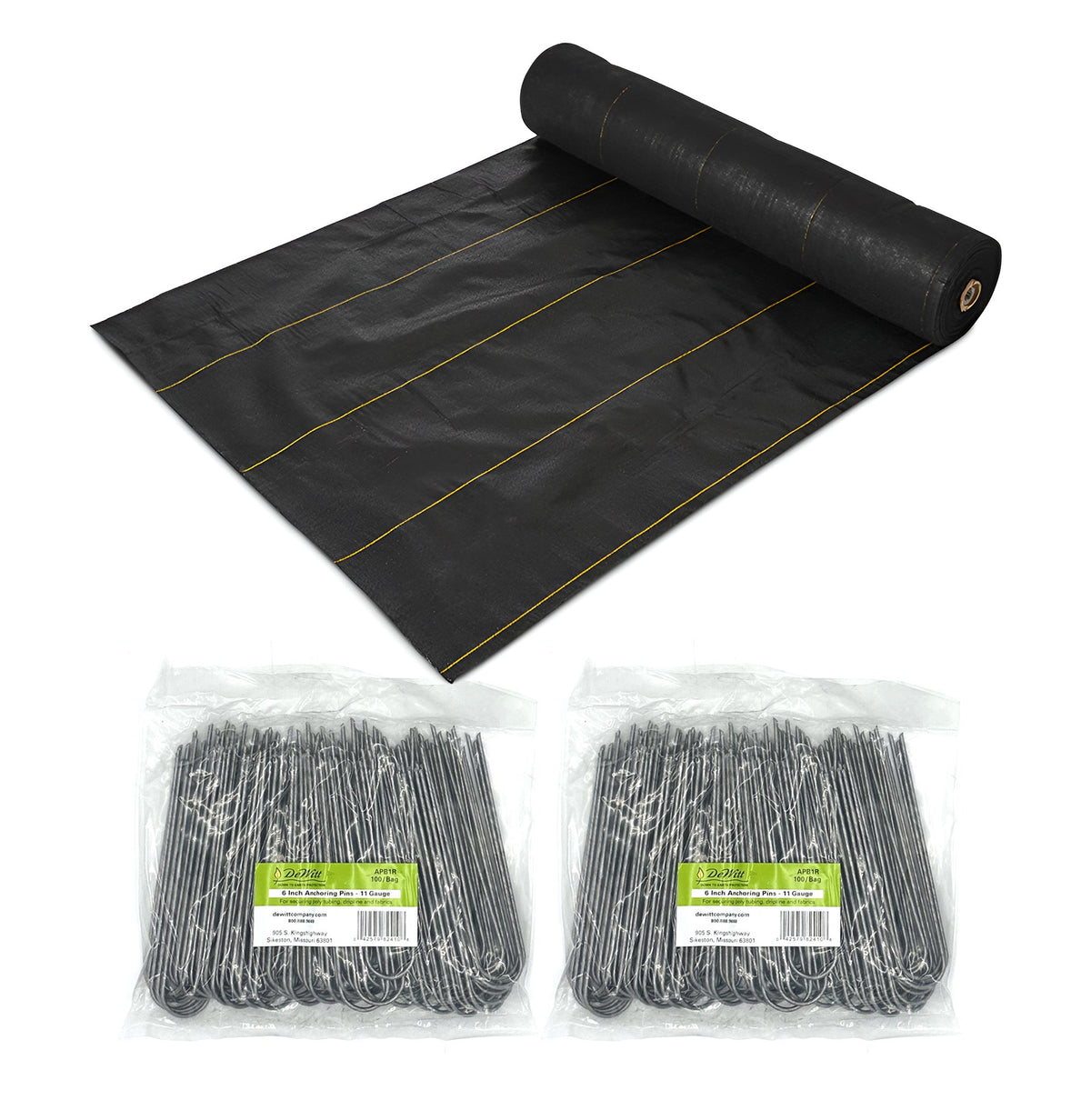 DeWitt P4 Pro 5 Landscape Weed Barrier & 2 Pack U-Shaped Rounded Top Anchor Pins