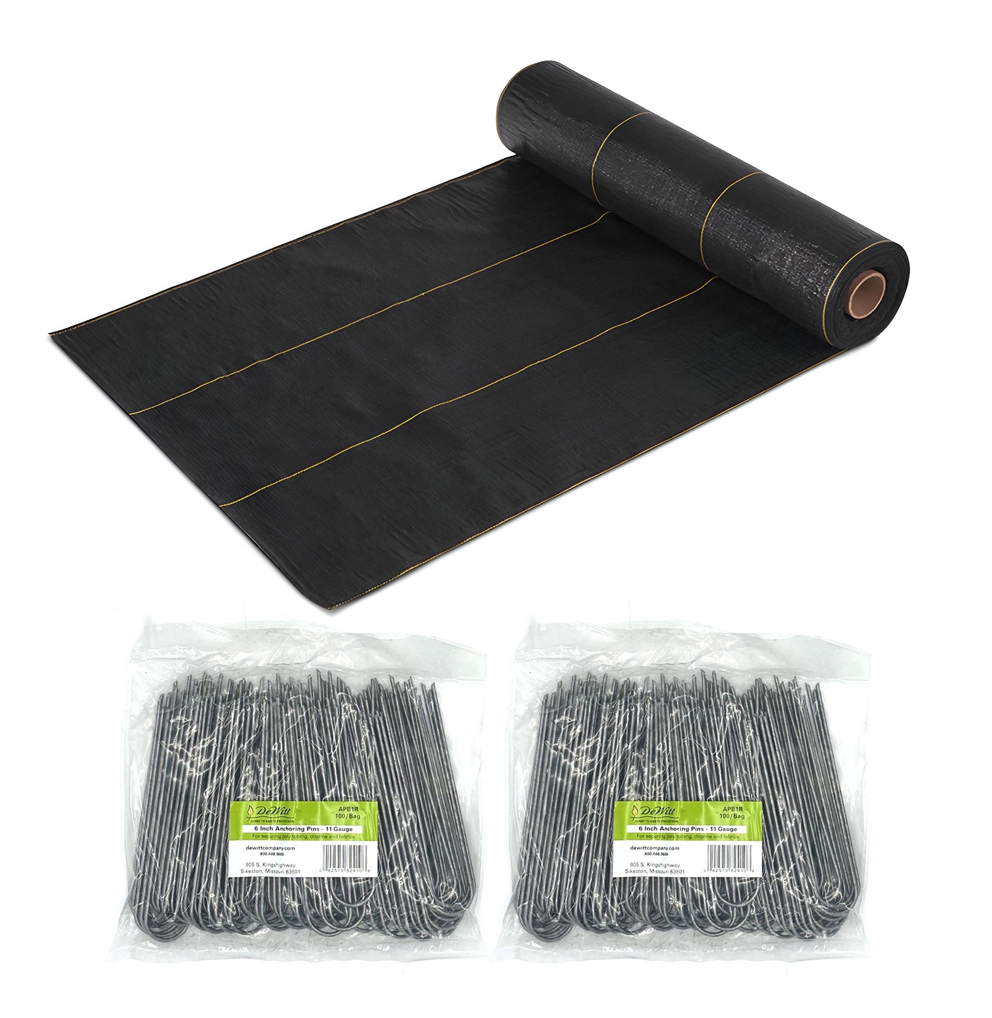 DeWitt Sunbelt Weed Barrier Ground Cover and 2 Pack Anchor Pins for Landscaping - VMInnovations