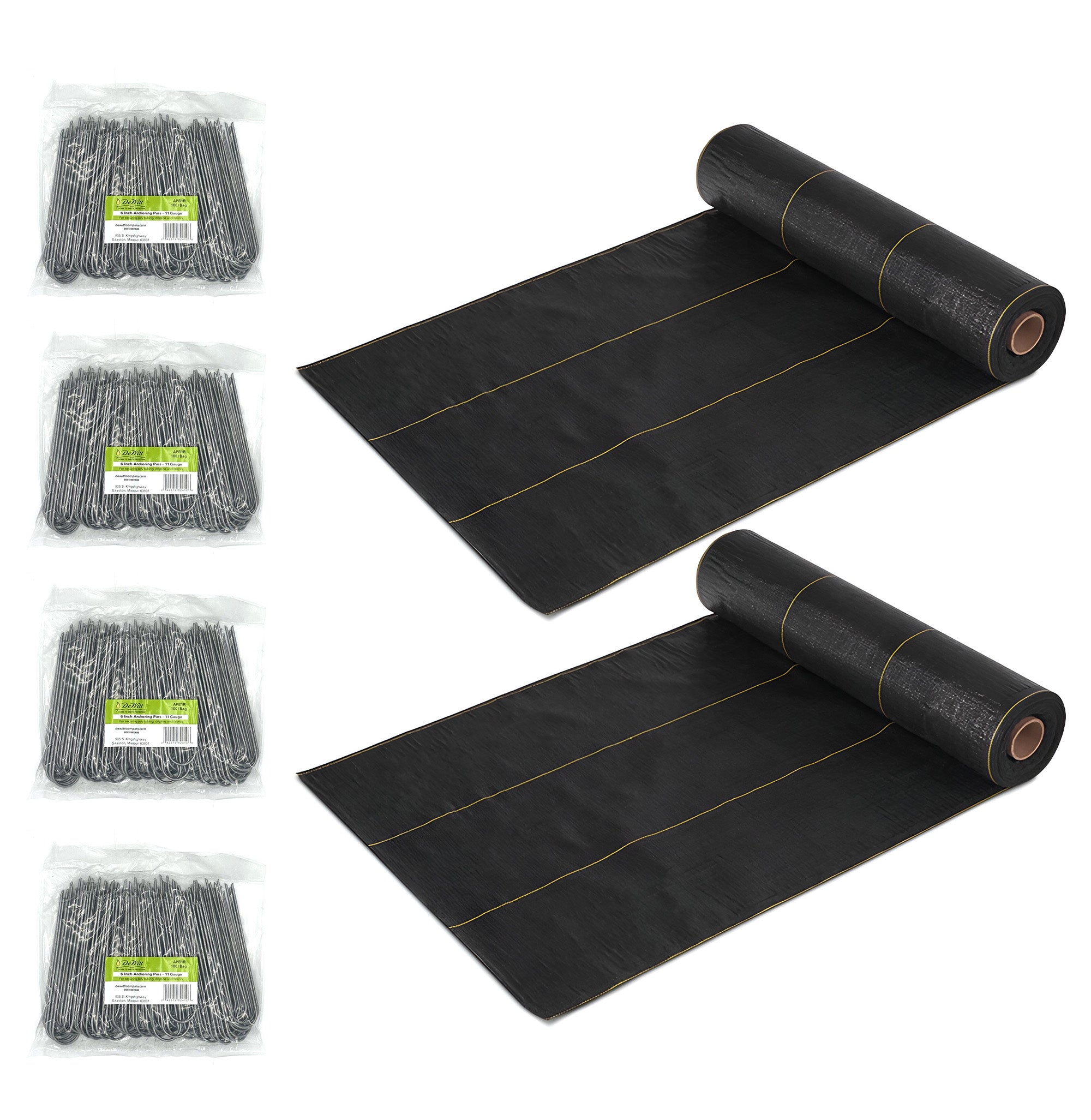 DeWitt 2 Pack Sunbelt Weed Barrier Cover and 4 Pack Anchor Pins for Landscaping - VMInnovations