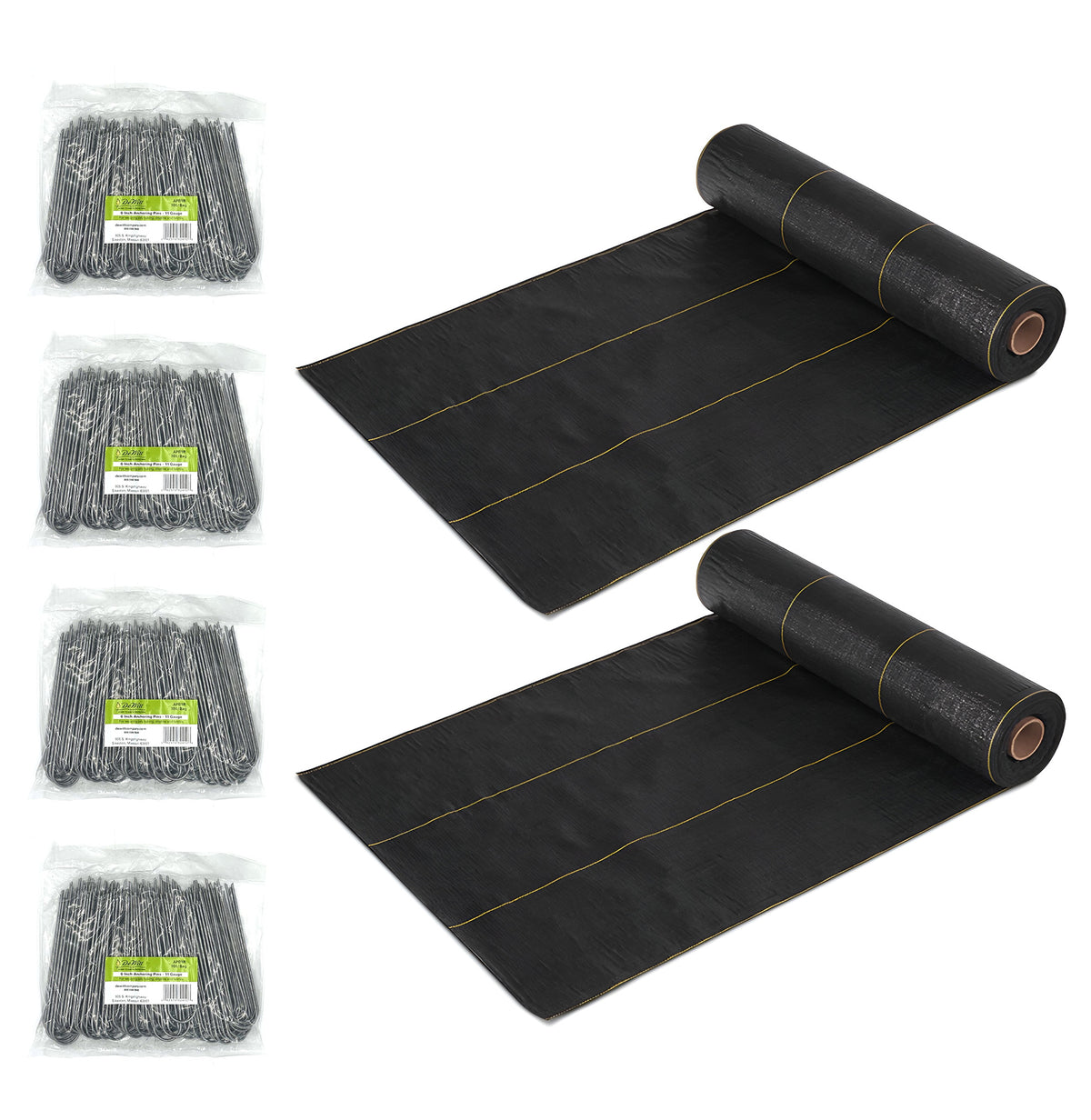 DeWitt 2 Pack Sunbelt Weed Barrier Cover and 4 Pack Anchor Pins for Landscaping