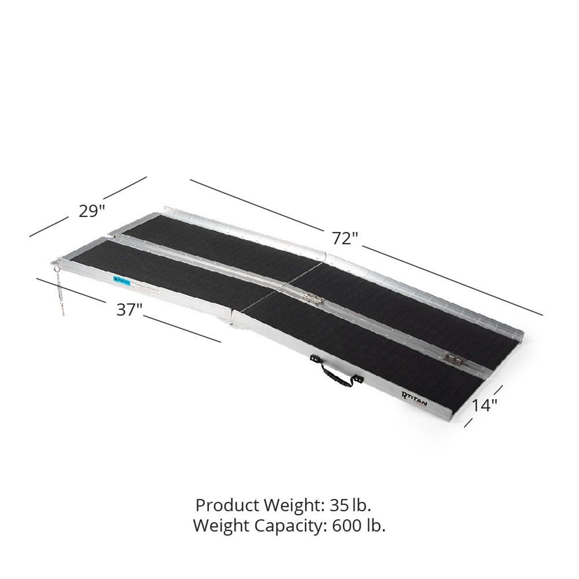 Titan Ramps 6 Foot Multi-Fold Aluminum Wheelchair Ramp, 600 Pound Cap (Open Box)