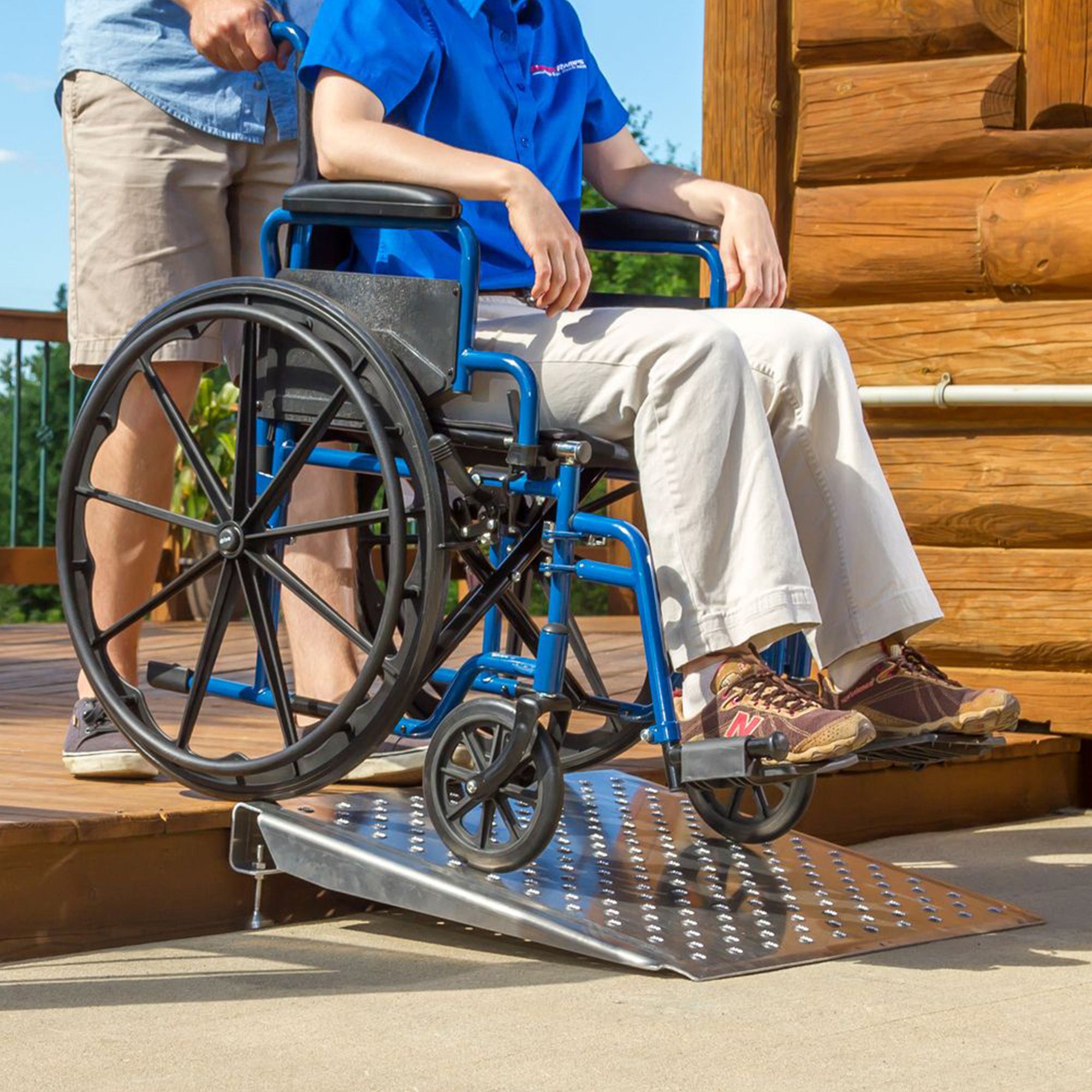 Silver Spring 26 In Adjustable Aluminum Wheelchair Door Threshold Ramp(Open Box)