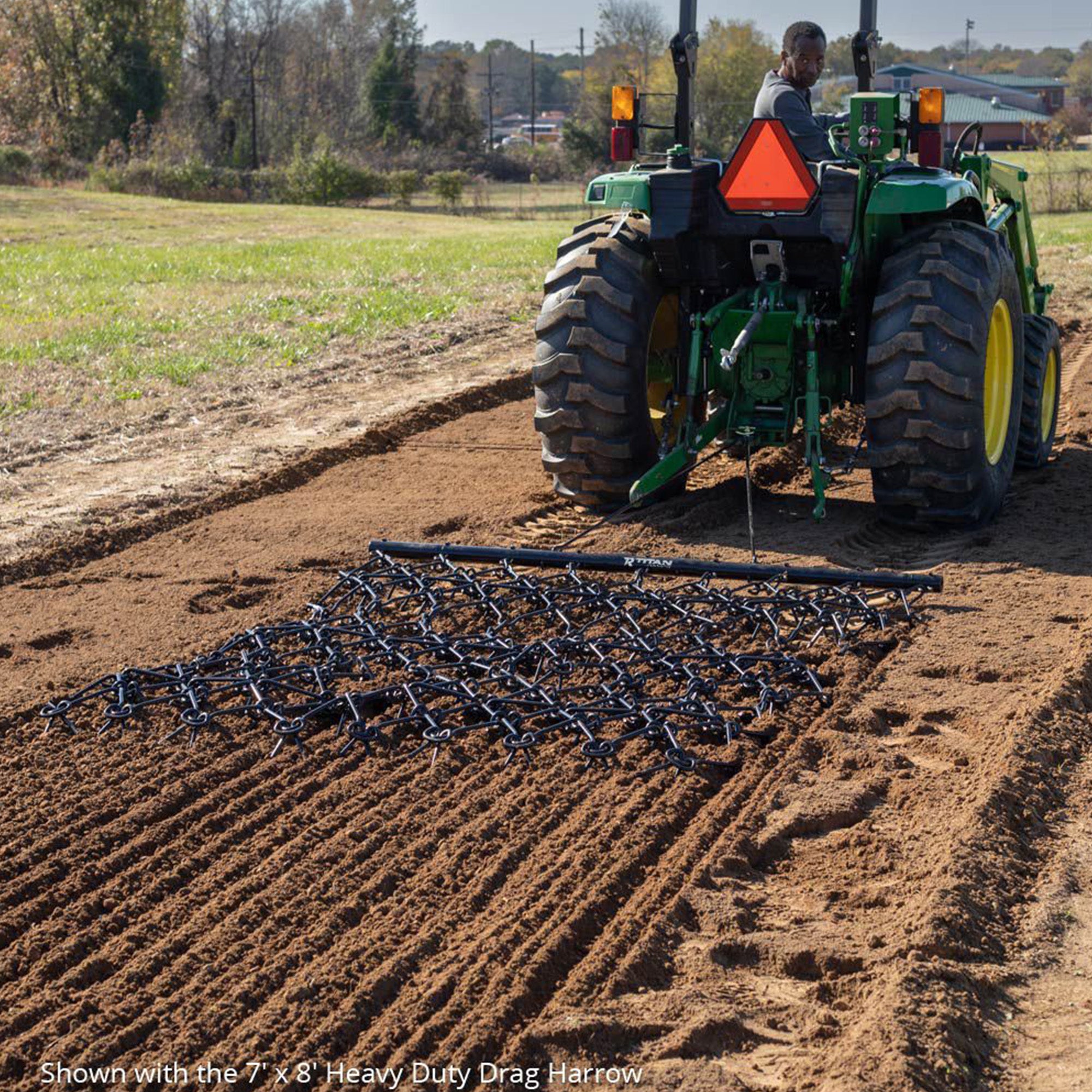 Titan Ramps ATV UTV Chain Tow Behind Drag Harrow, Heavy Duty Steel Mesh, 7’ x 8’ - VMInnovations