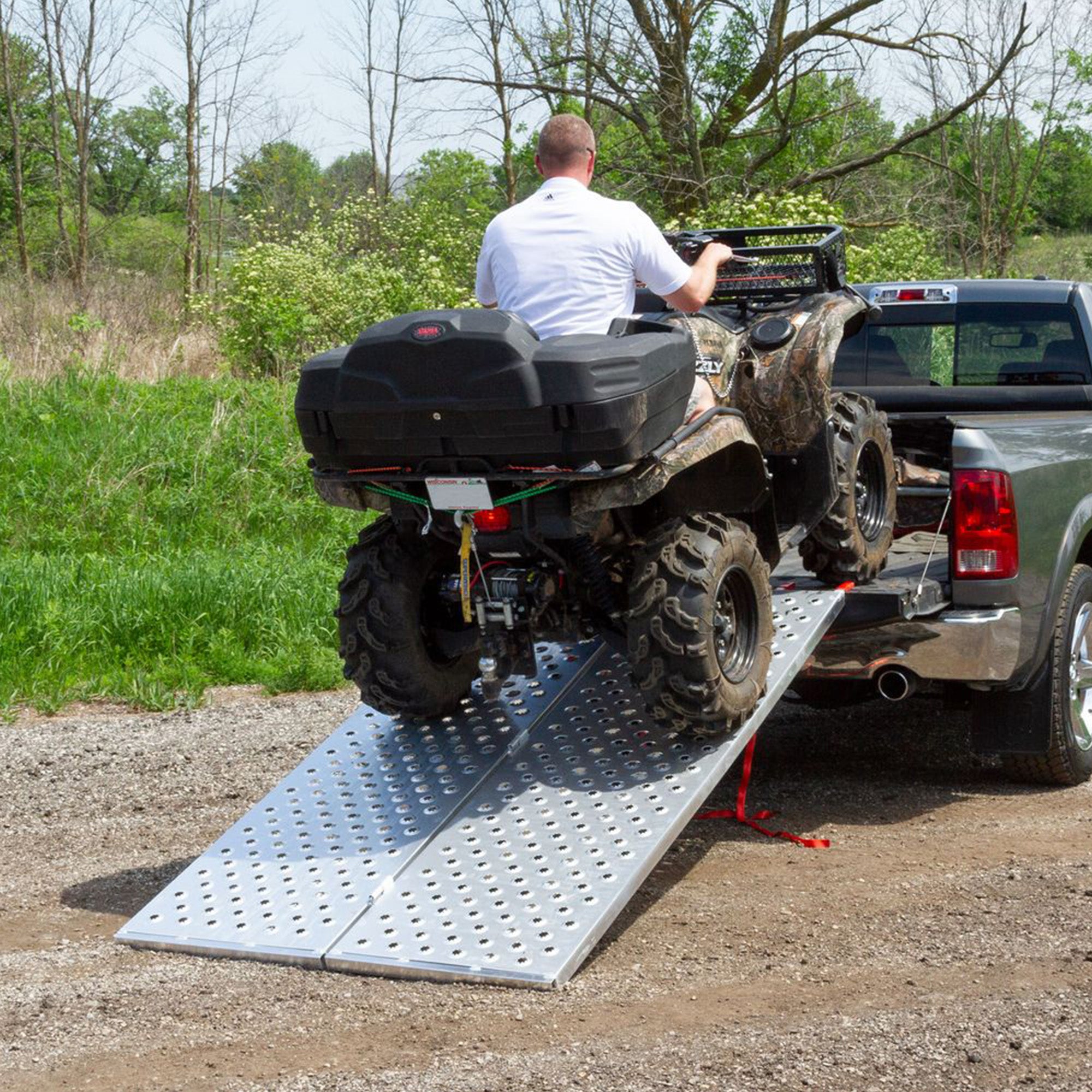 Black Widow 61.25" x 44" Aluminum Folding ATV Ramp, 1500 Lb Truck Loading Ramp - VMInnovations