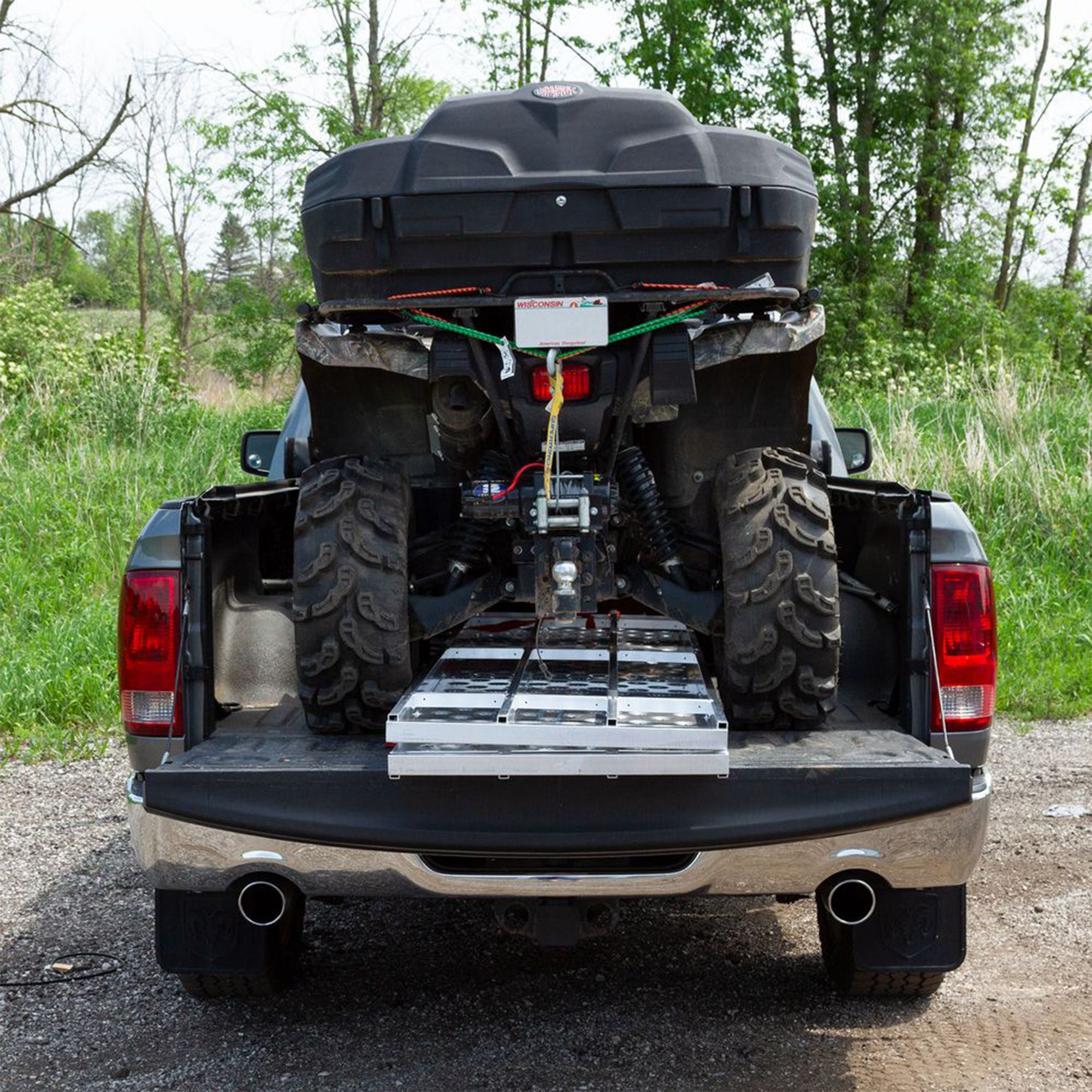 Black Widow 61.25" x 44" Aluminum Folding ATV Ramp, 1500 Lb Truck Loading Ramp - VMInnovations