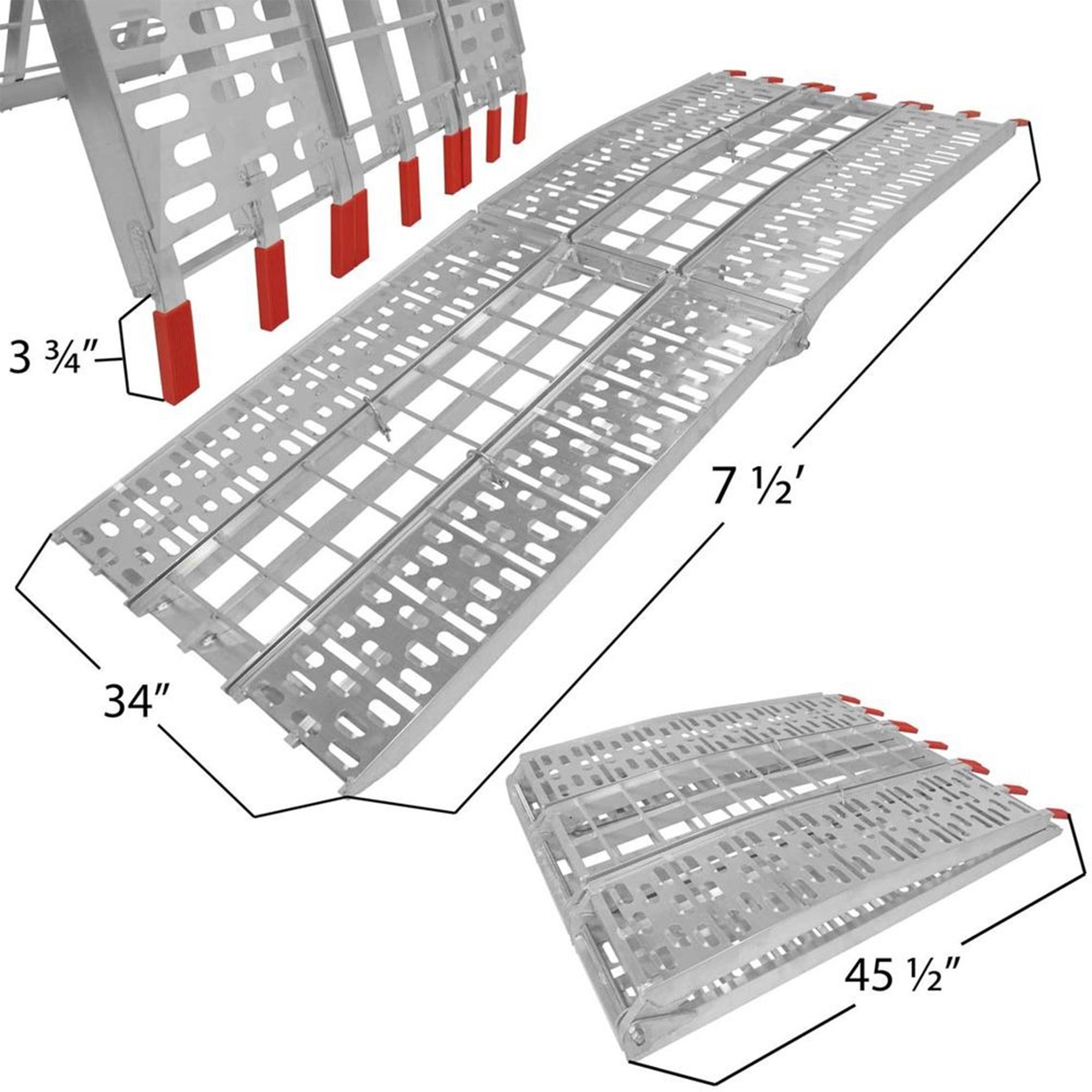 Titan Ramps 7.5 Ft Solid Plate Motorcycle Loading Ramp, 1,000Lb Capacity, Silver - VMInnovations