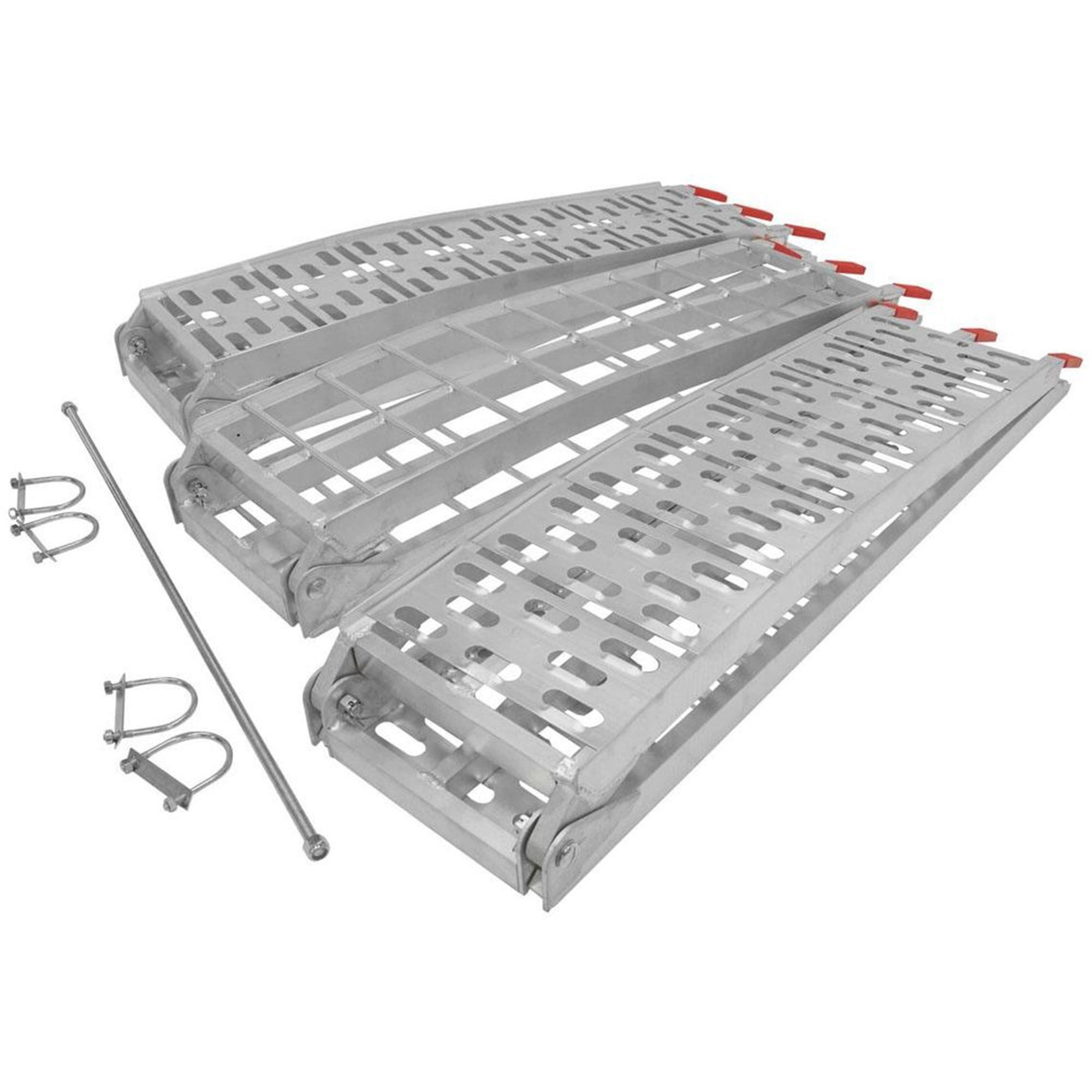 Titan Ramps 7.5 Ft Solid Plate Motorcycle Loading Ramp, 1,000Lb Capacity, Silver - VMInnovations