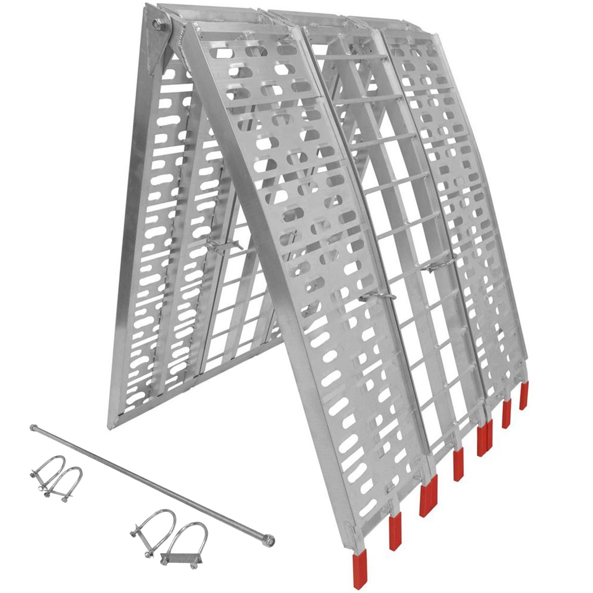 Titan Ramps 7.5 Ft Solid Plate Motorcycle Loading Ramp, 1,000Lb Capacity, Silver - VMInnovations