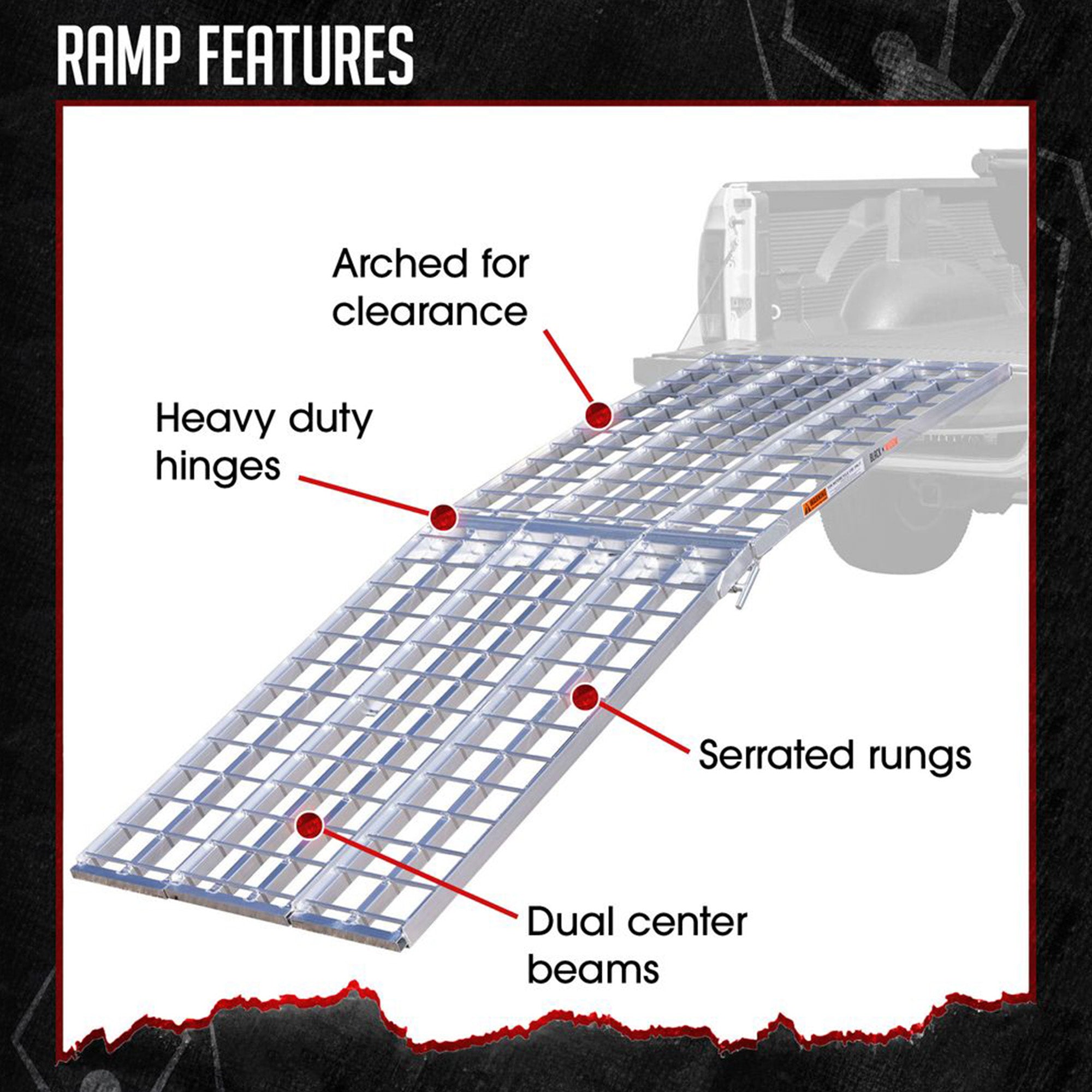Black Widow 9' Aluminum Folding Motorcycle Ramp, 1500 Lb Ride-Up Loading Ramps