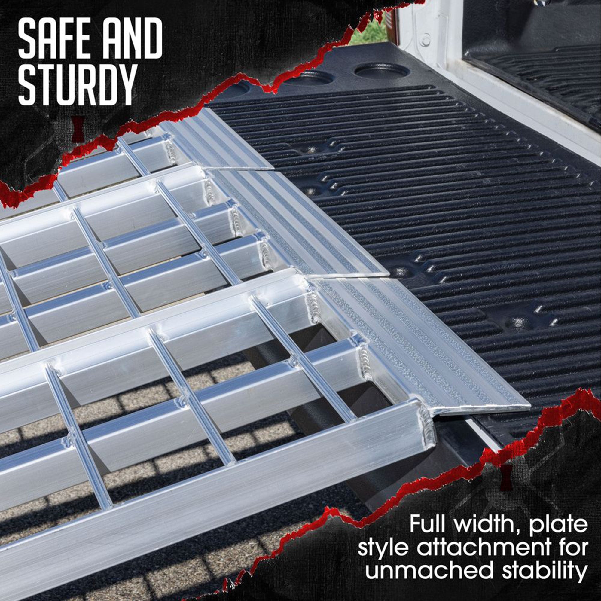 Black Widow 9' Aluminum Folding Motorcycle Ramp, 1500 Lb Ride-Up Loading Ramps - VMInnovations