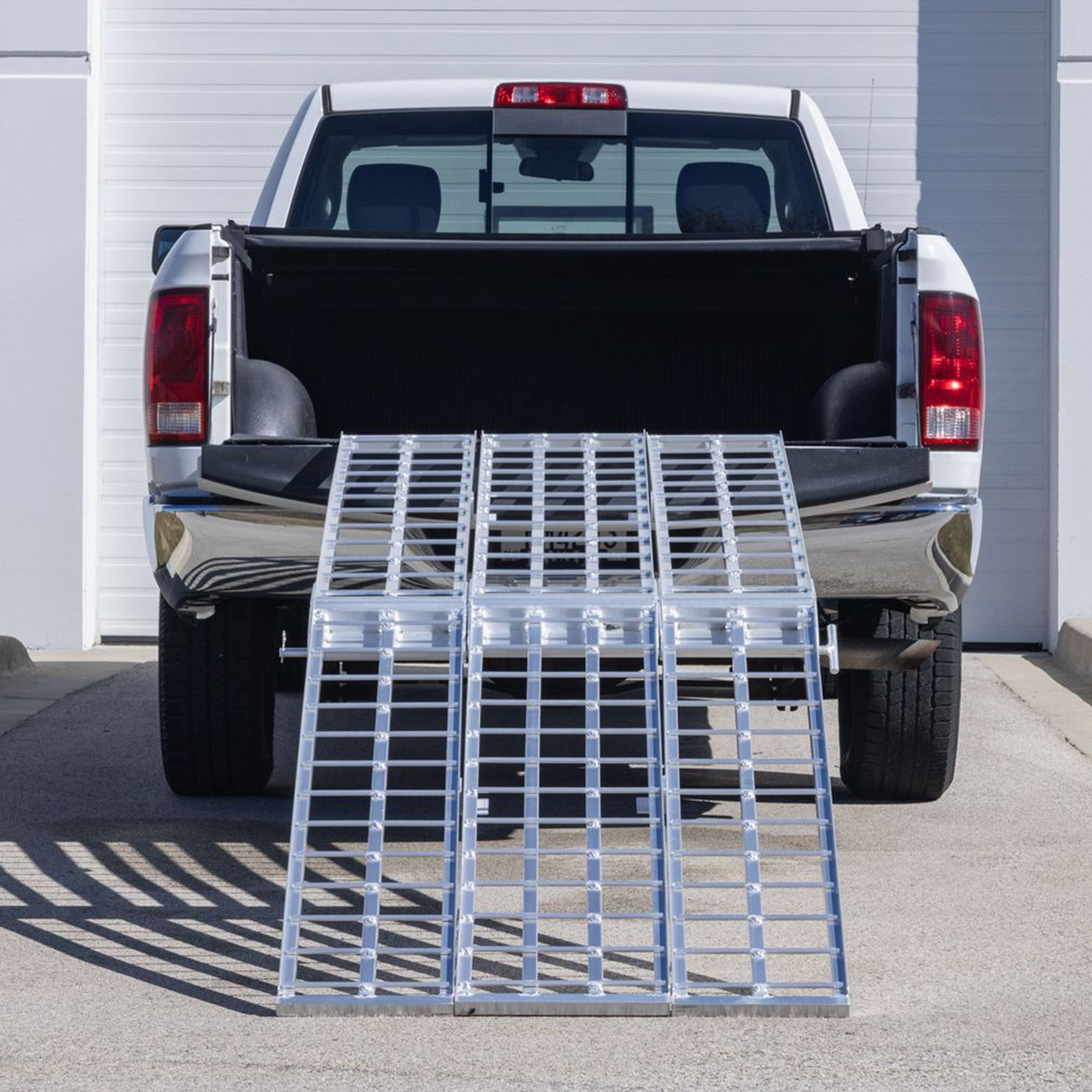 Black Widow 9' Aluminum Folding Motorcycle Ramp, 1500 Lb Ride-Up Loading Ramps - VMInnovations