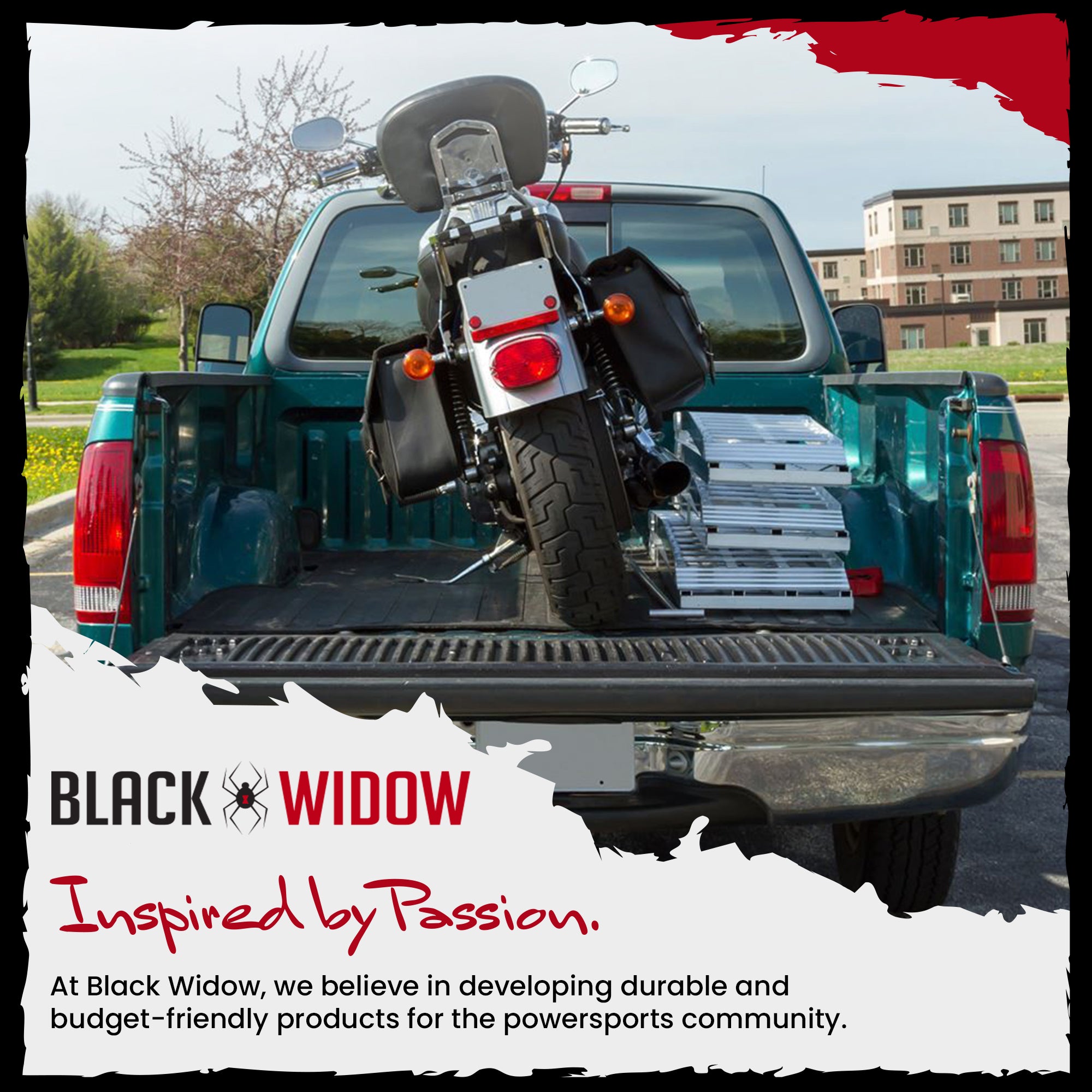 Black Widow 9' Aluminum Folding Motorcycle Ramp, 1500Lb Ride-Up Ramps (Open Box)
