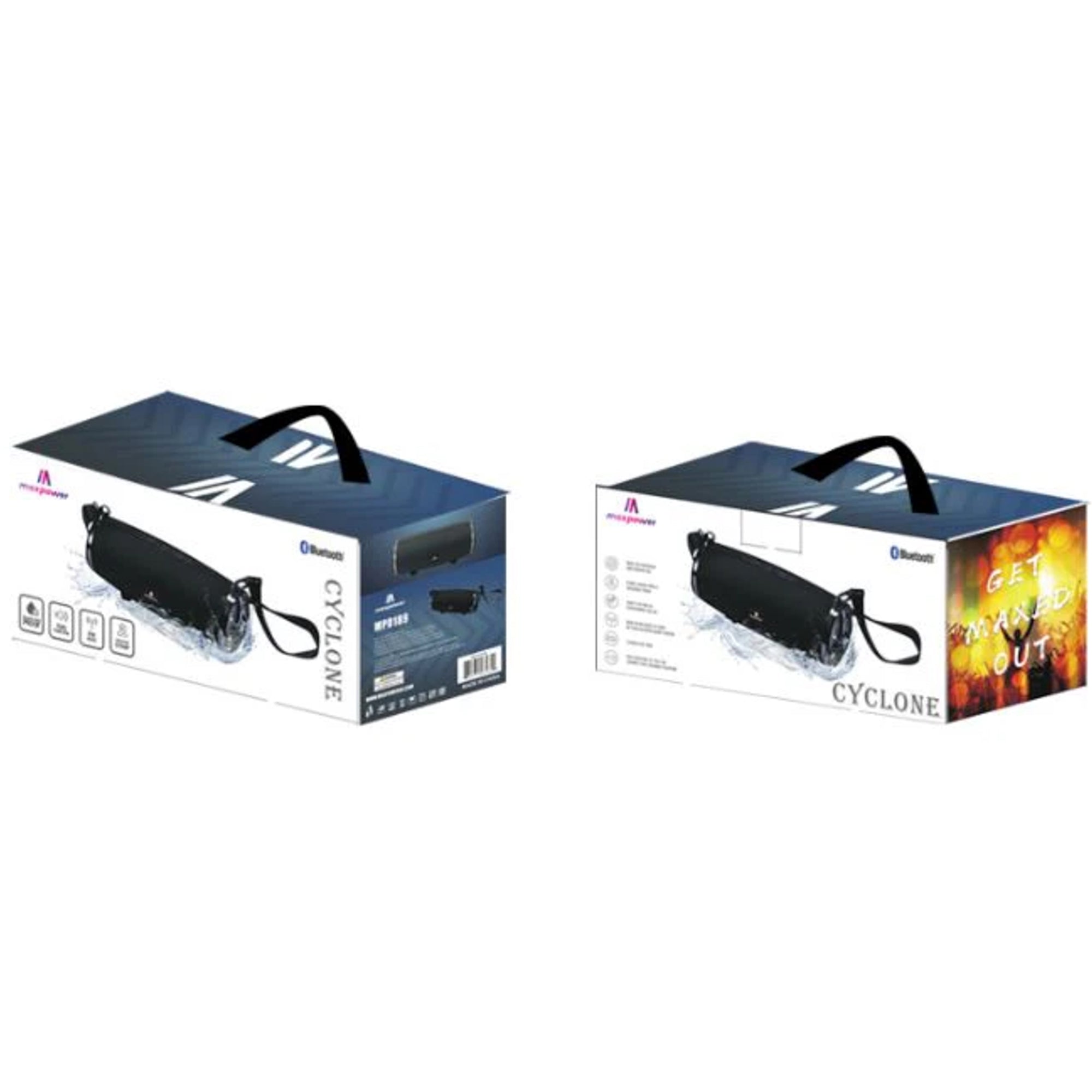 Max Power MPD189 Cyclone Rechargeable Bluetooth Speaker with Carry Strap, Blue