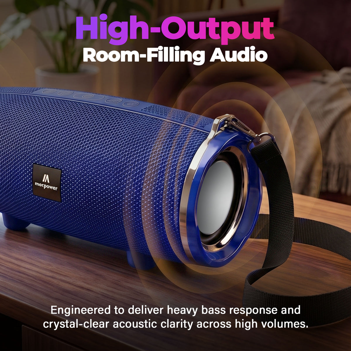 Max Power MPD189 Cyclone Rechargeable Bluetooth Speaker with Carry Strap, Blue - VMInnovations