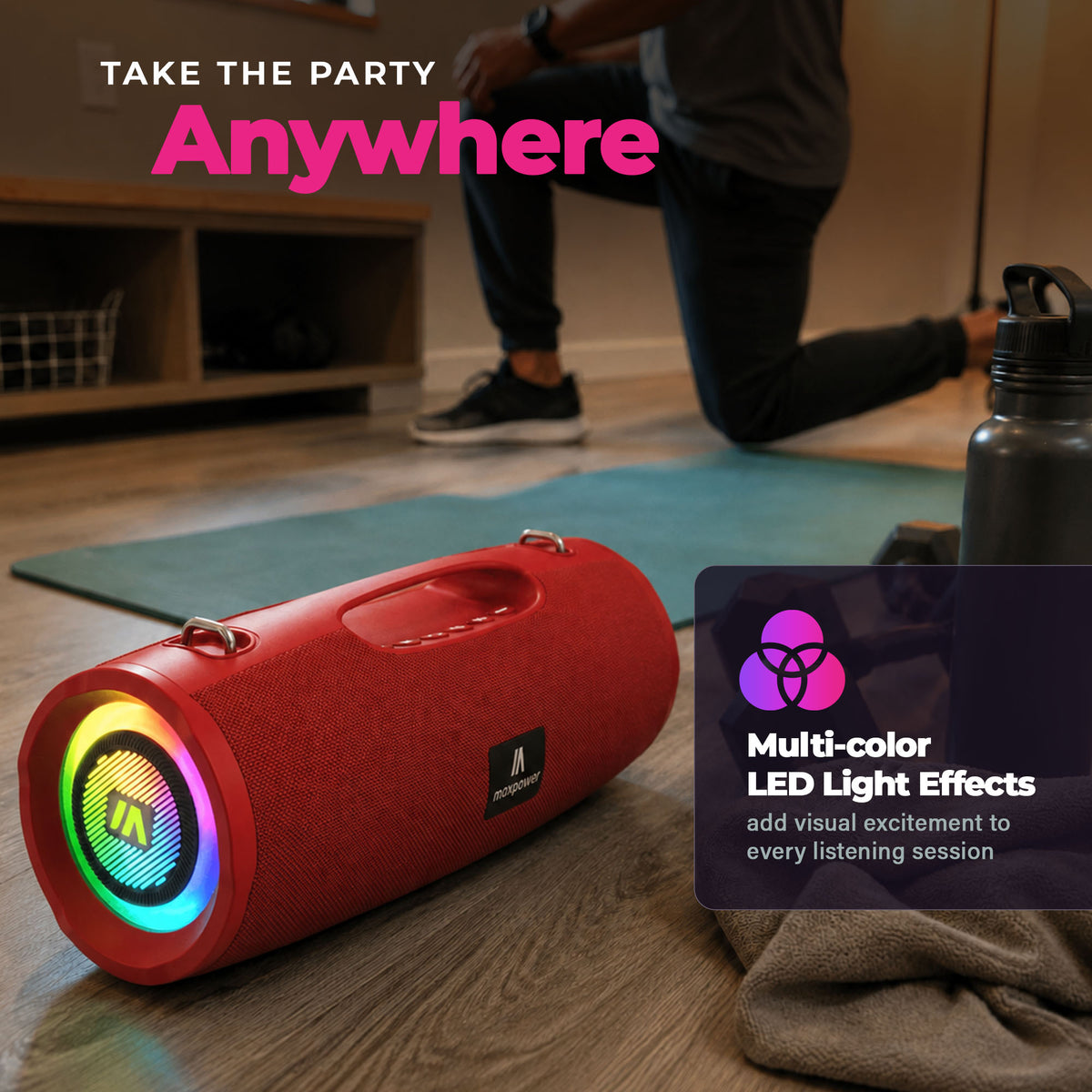 Max Power MPD437 Ultra Pro M2 Portable and Rechargeable Bluetooth Speaker, Red - VMInnovations