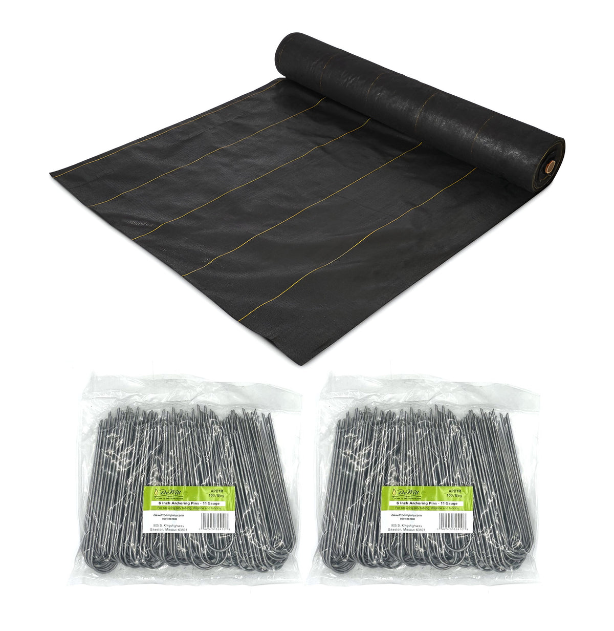 DeWitt P5 Pro 5 Landscape Weed Barrier & 2 Pack U-Shaped Rounded Top Anchor Pins