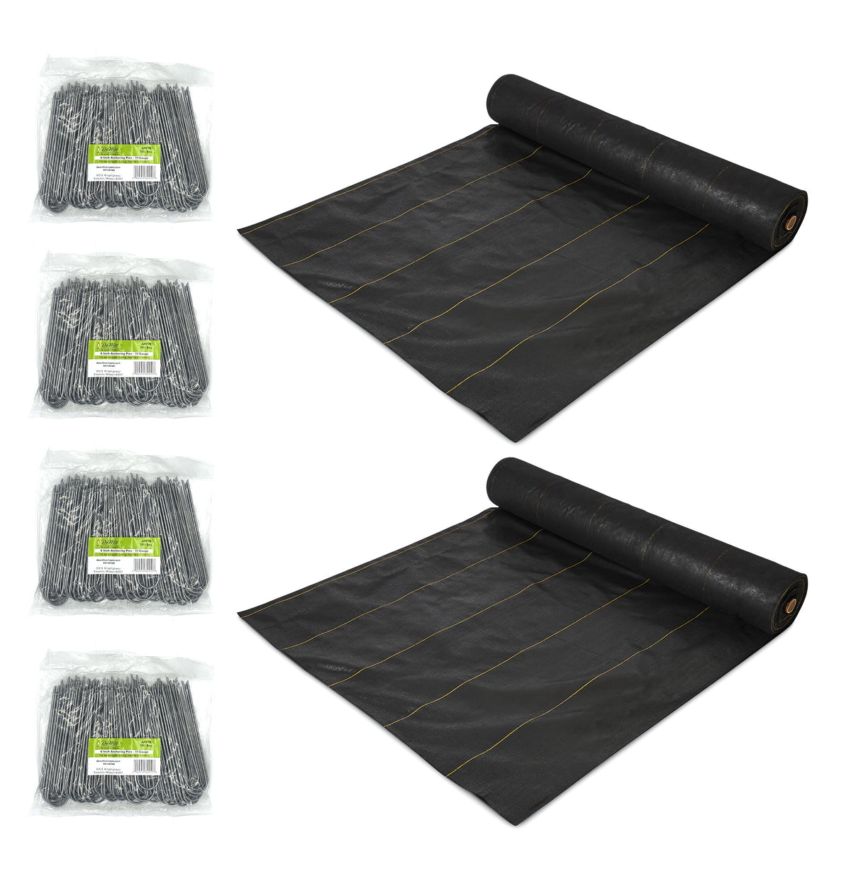 DeWitt 2 Pack P5 Pro 5 Weed Barrier & 4 Pack U-Shaped Rounded Top Anchor Pins