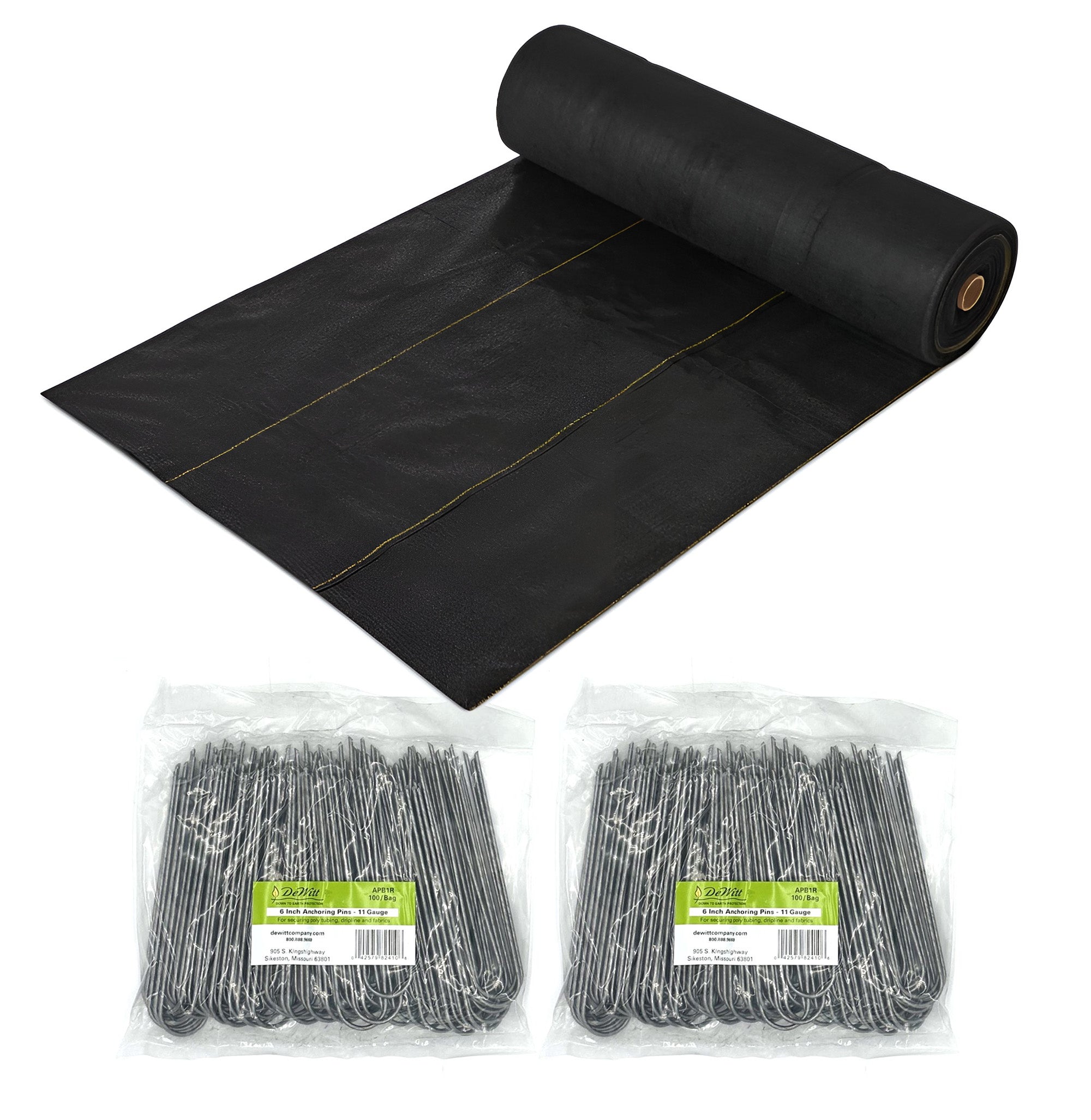 DeWitt P3 Pro 5 Landscape Weed Barrier & 2 Pack U-Shaped Rounded Top Anchor Pins - VMInnovations