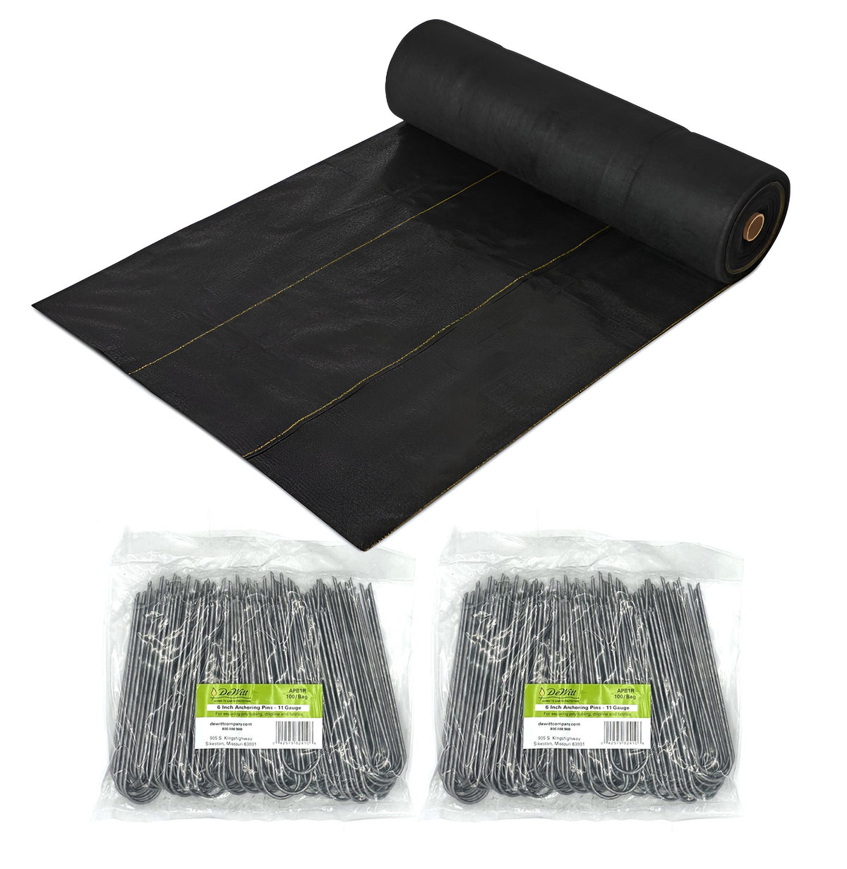 DeWitt P3 Pro 5 Landscape Weed Barrier & 2 Pack U-Shaped Rounded Top Anchor Pins