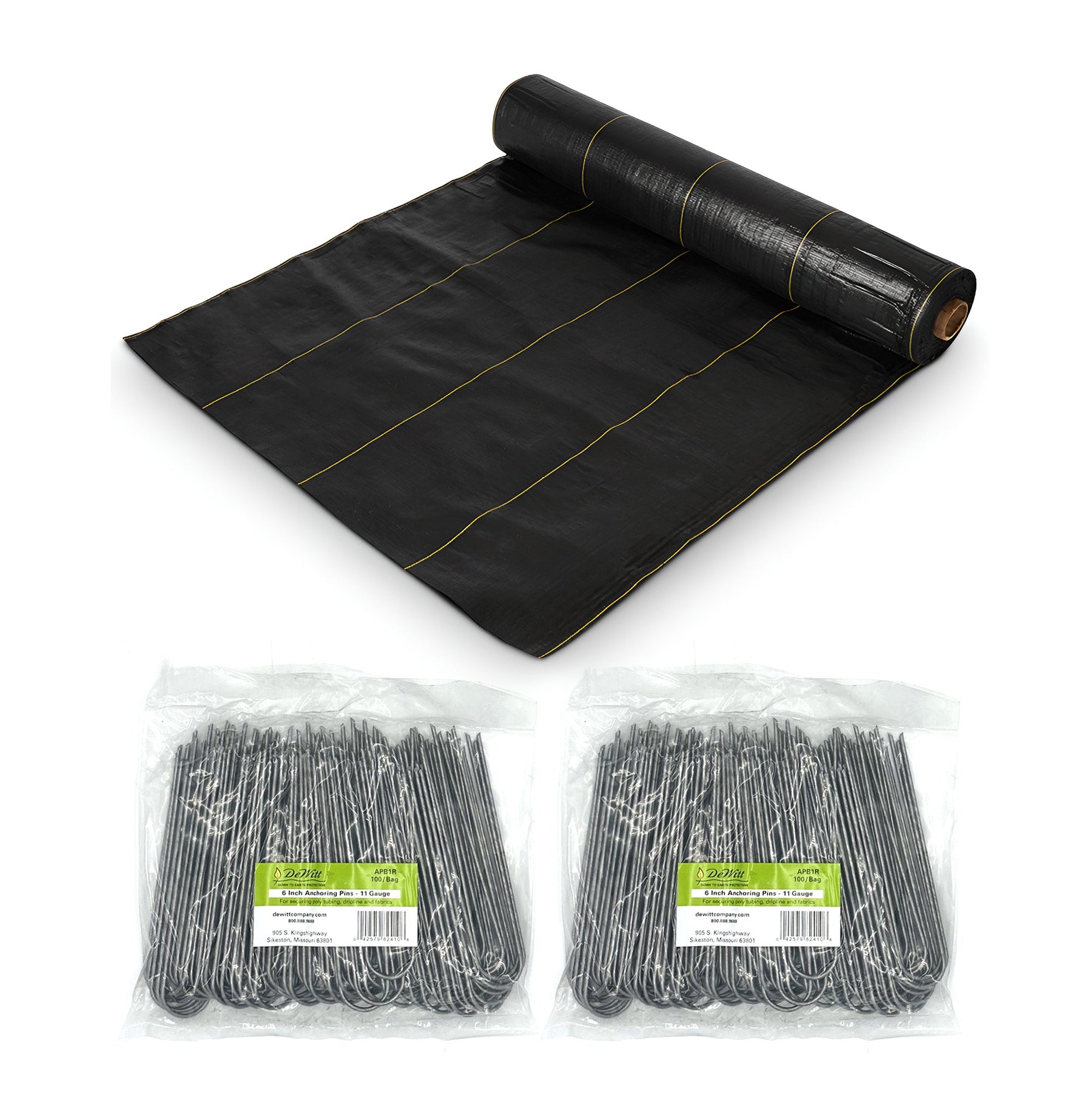 DeWitt Sunbelt Weed Barrier Ground Cover and 2 Pack Anchor Pins for Landscaping