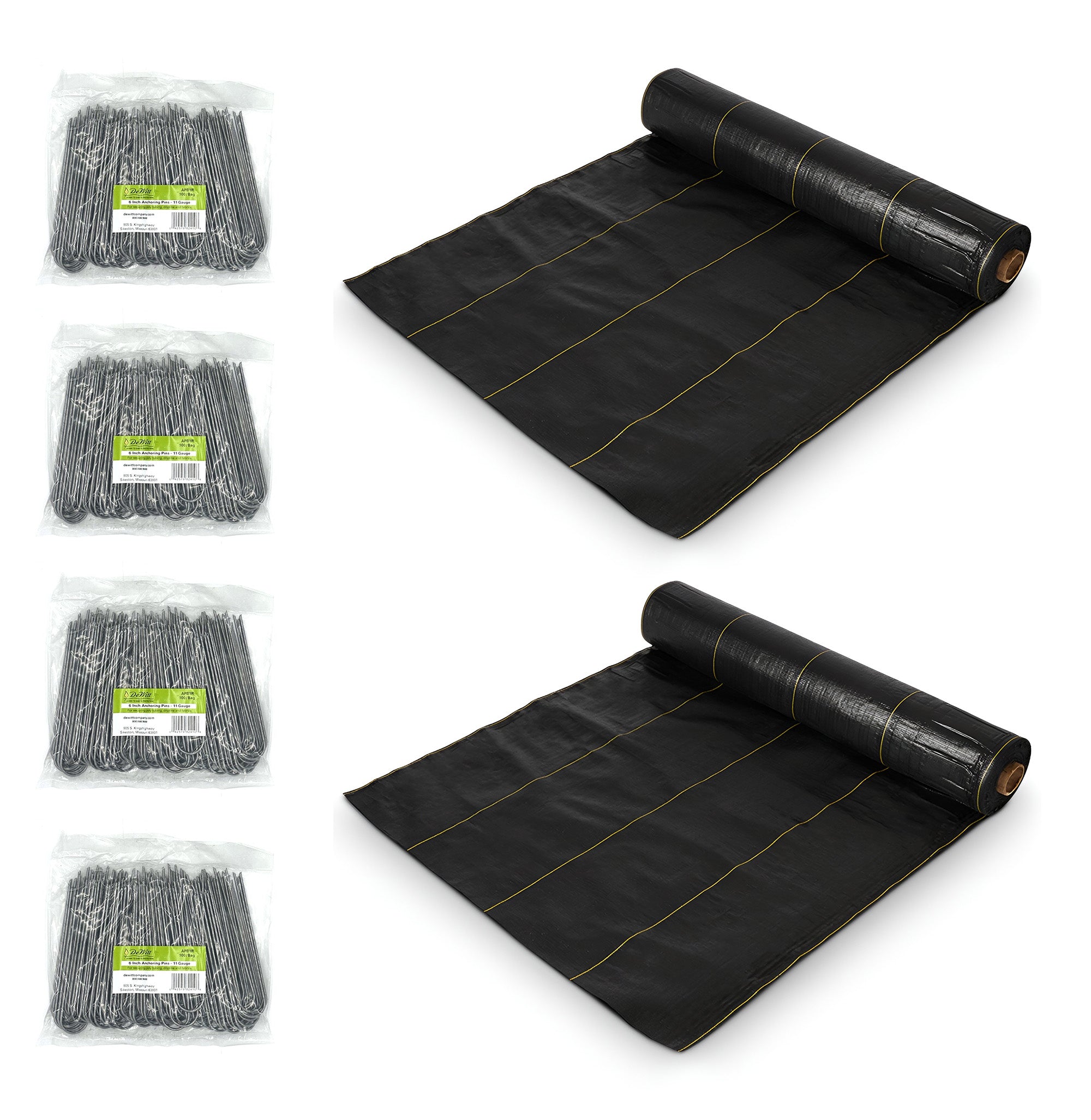 DeWitt 2 Pack Sunbelt Weed Barrier Cover and 4 Pack Anchor Pins for Landscaping