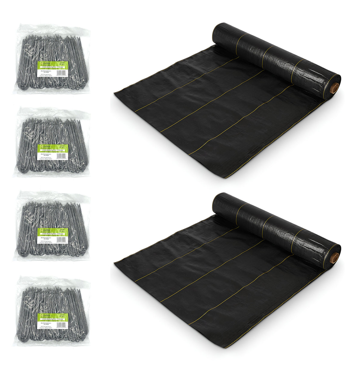 DeWitt 2 Pack Sunbelt Weed Barrier Cover and 4 Pack Anchor Pins for Landscaping
